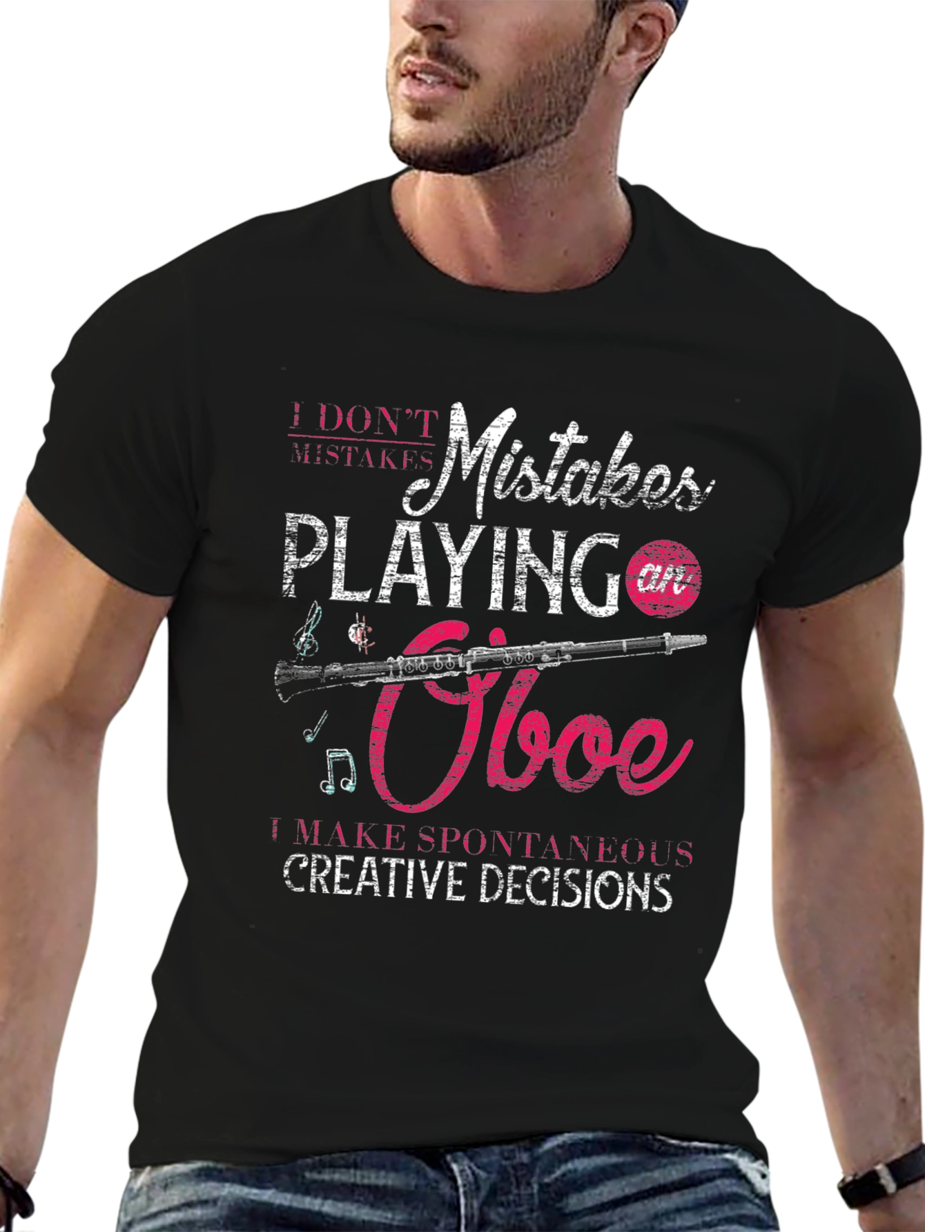 Oboe Player Humor T-Shirt: Spontaneous Creative Decisions