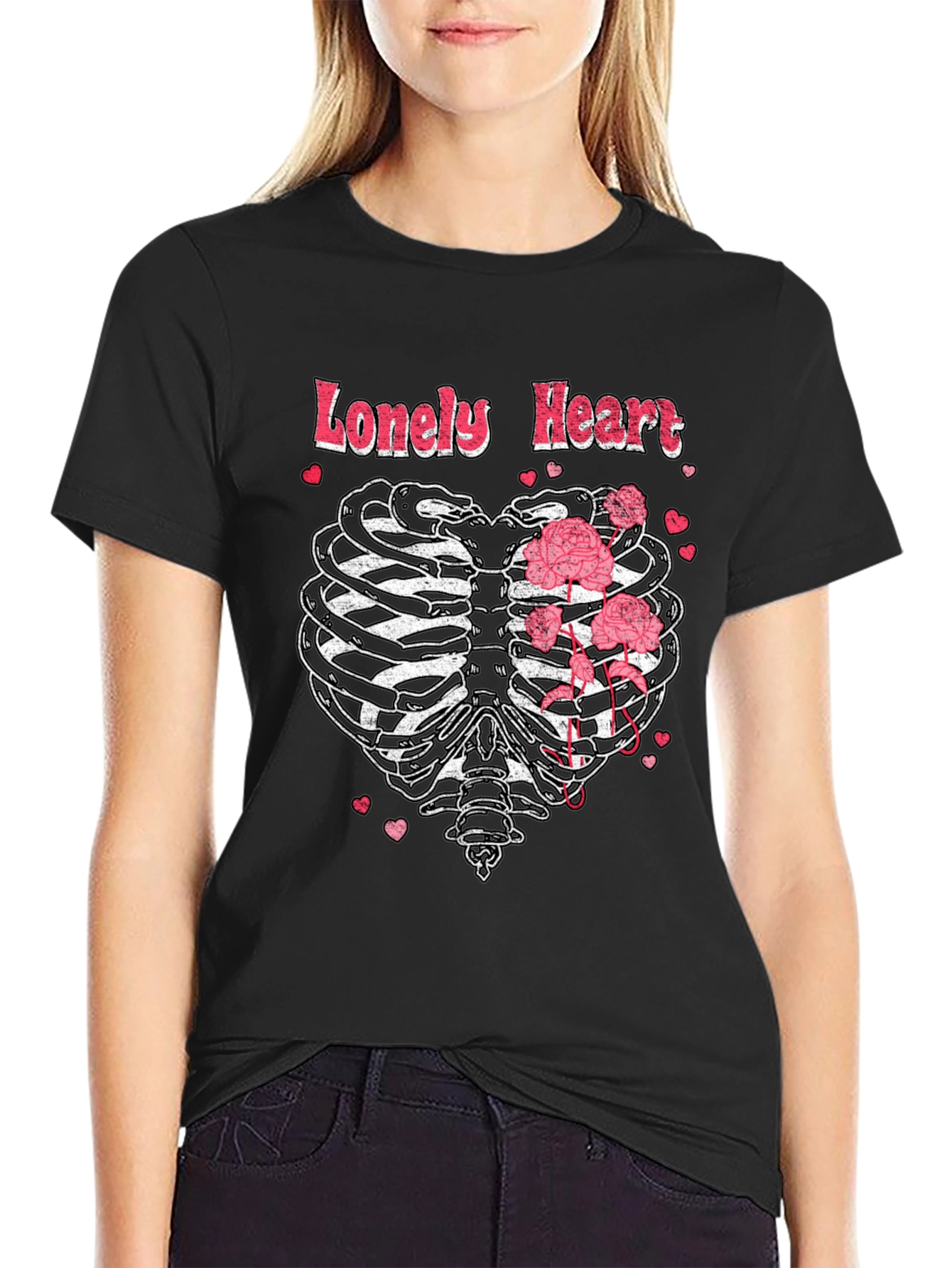 Lonely Heart Ribcage Graphic T-Shirt
