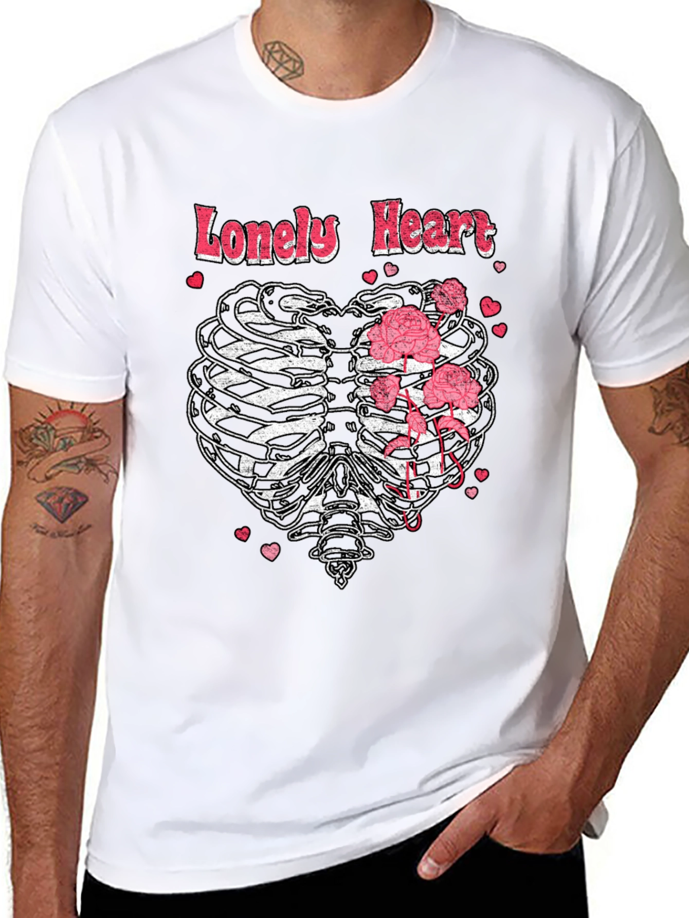 Lonely Heart Ribcage Graphic T-Shirt