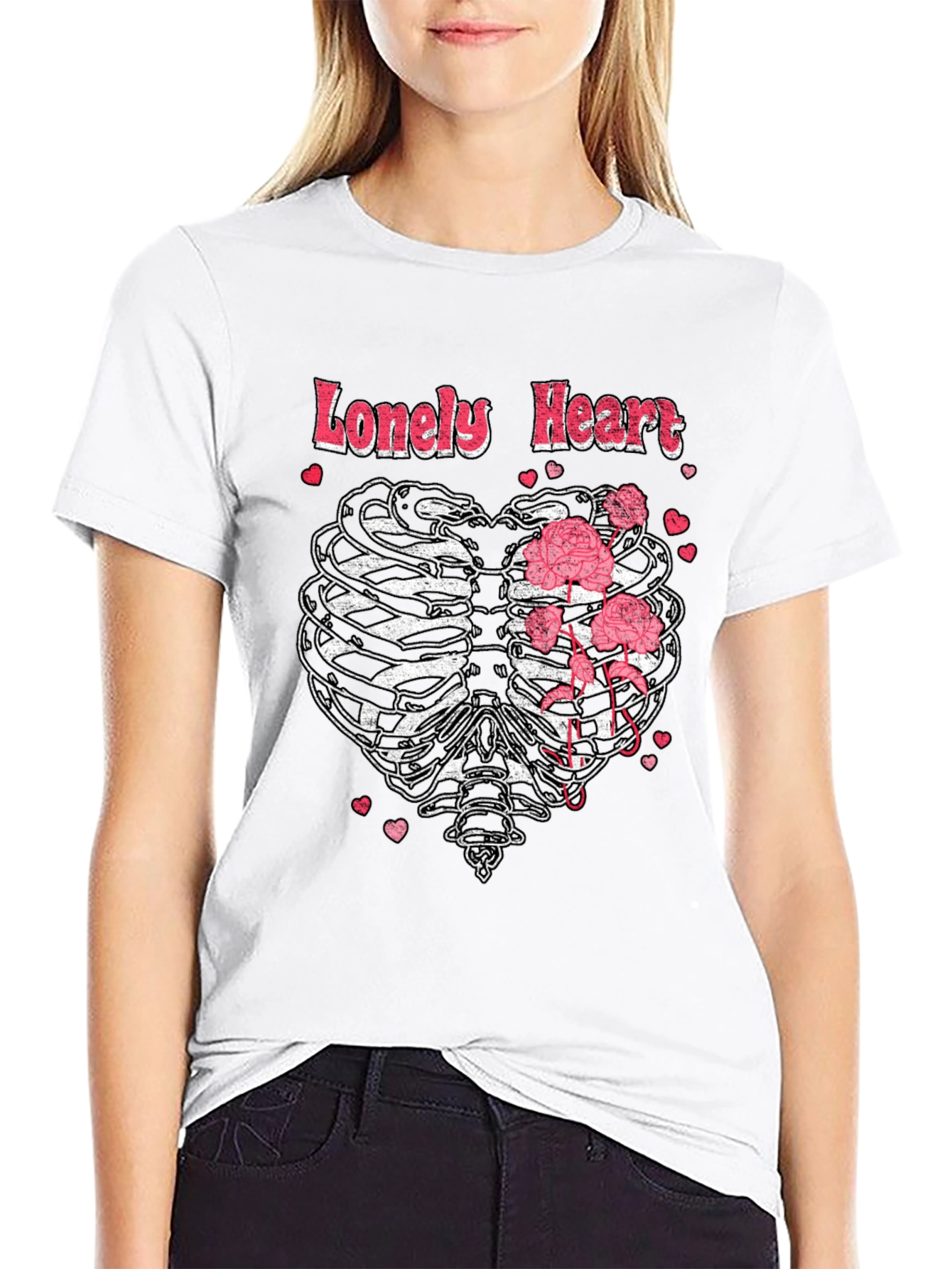 Lonely Heart Ribcage Graphic T-Shirt