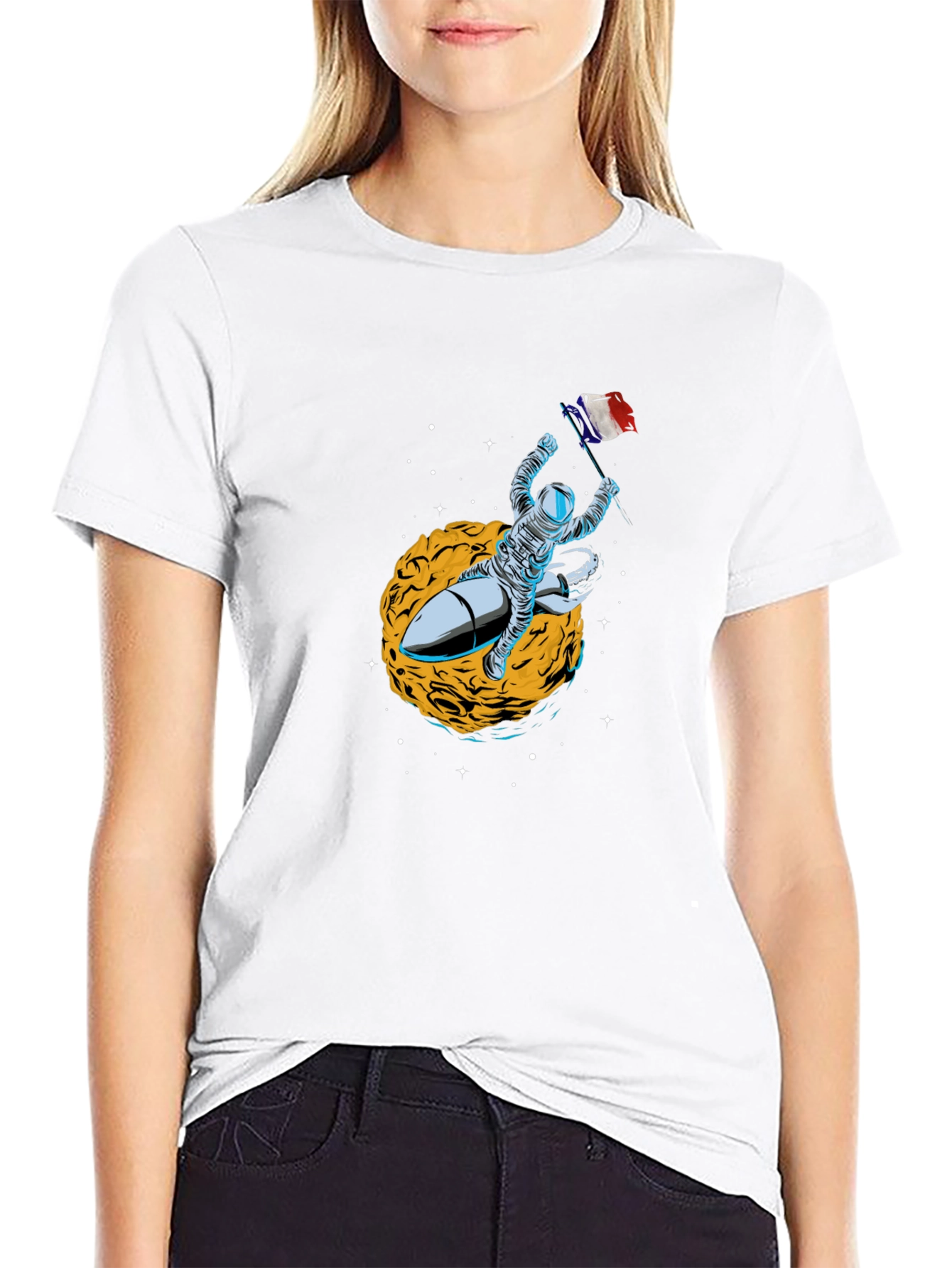 Astronaut Rocket Black T-Shirt