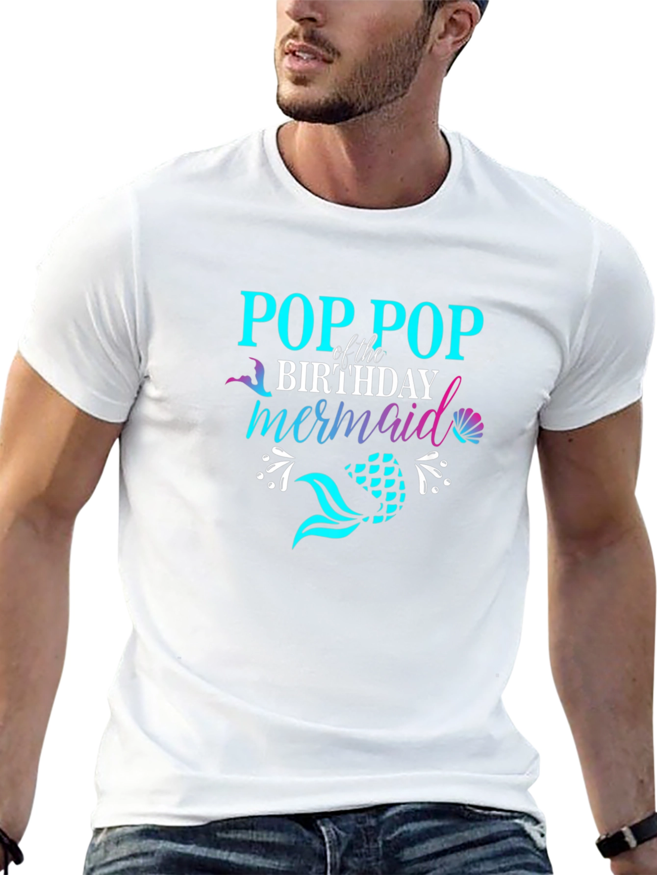 Pop Pop Birthday Mermaid Graphic Tee