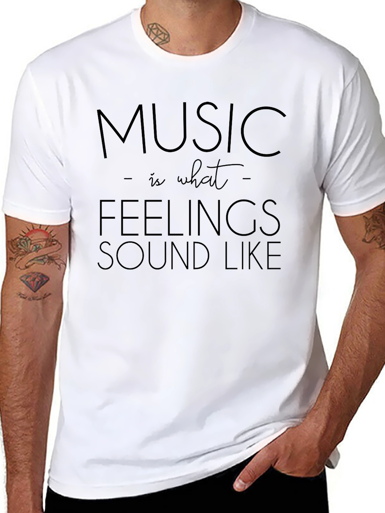 Music is What Feelings Sound Like Black Tee