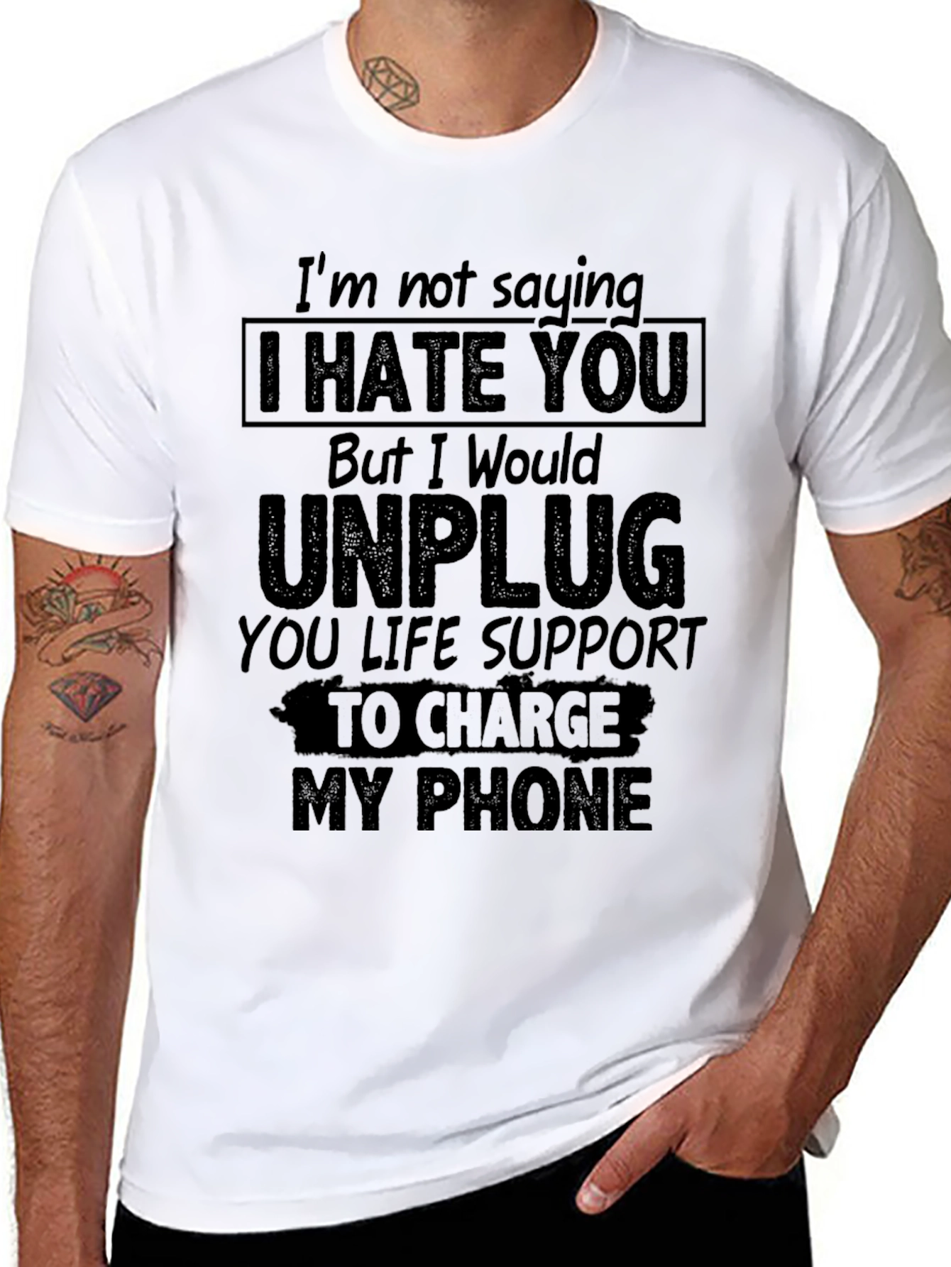 I Hate You Funny Sarcastic Novelty Graphic T-Shirt