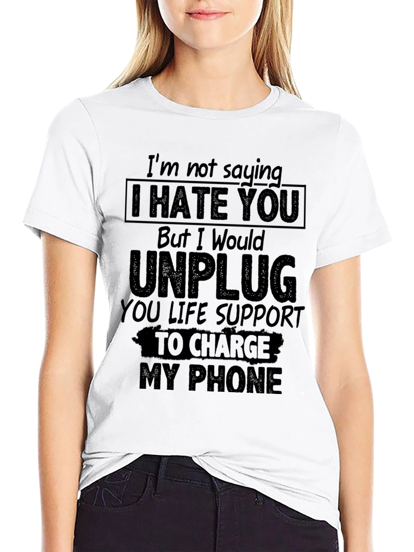 I Hate You Funny Sarcastic Novelty Graphic T-Shirt