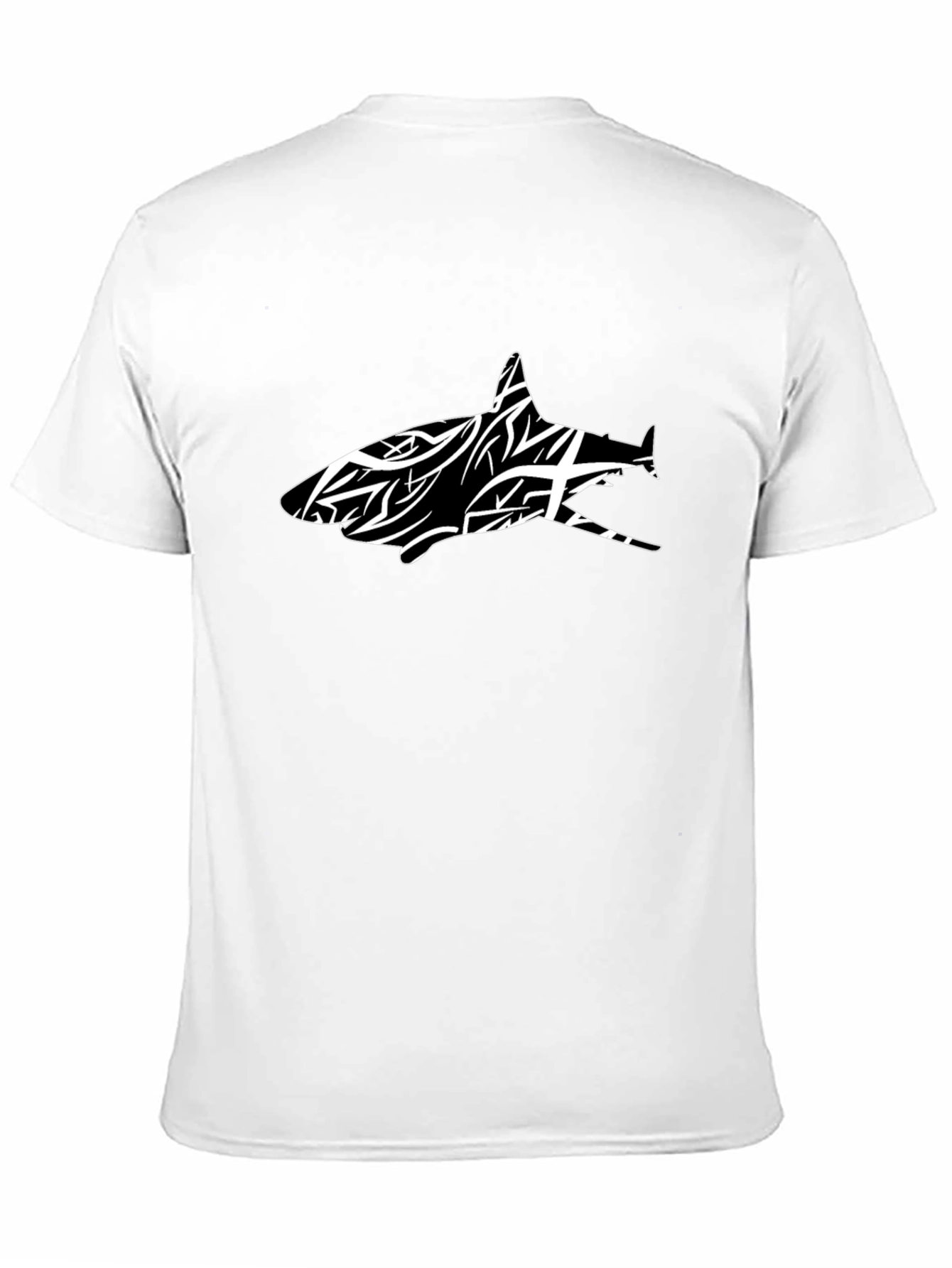 Black T-Shirt with Tribal Shark Graphic