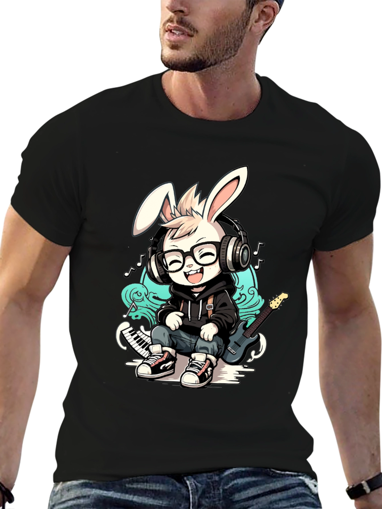 Cool Bunny Musician T-Shirt