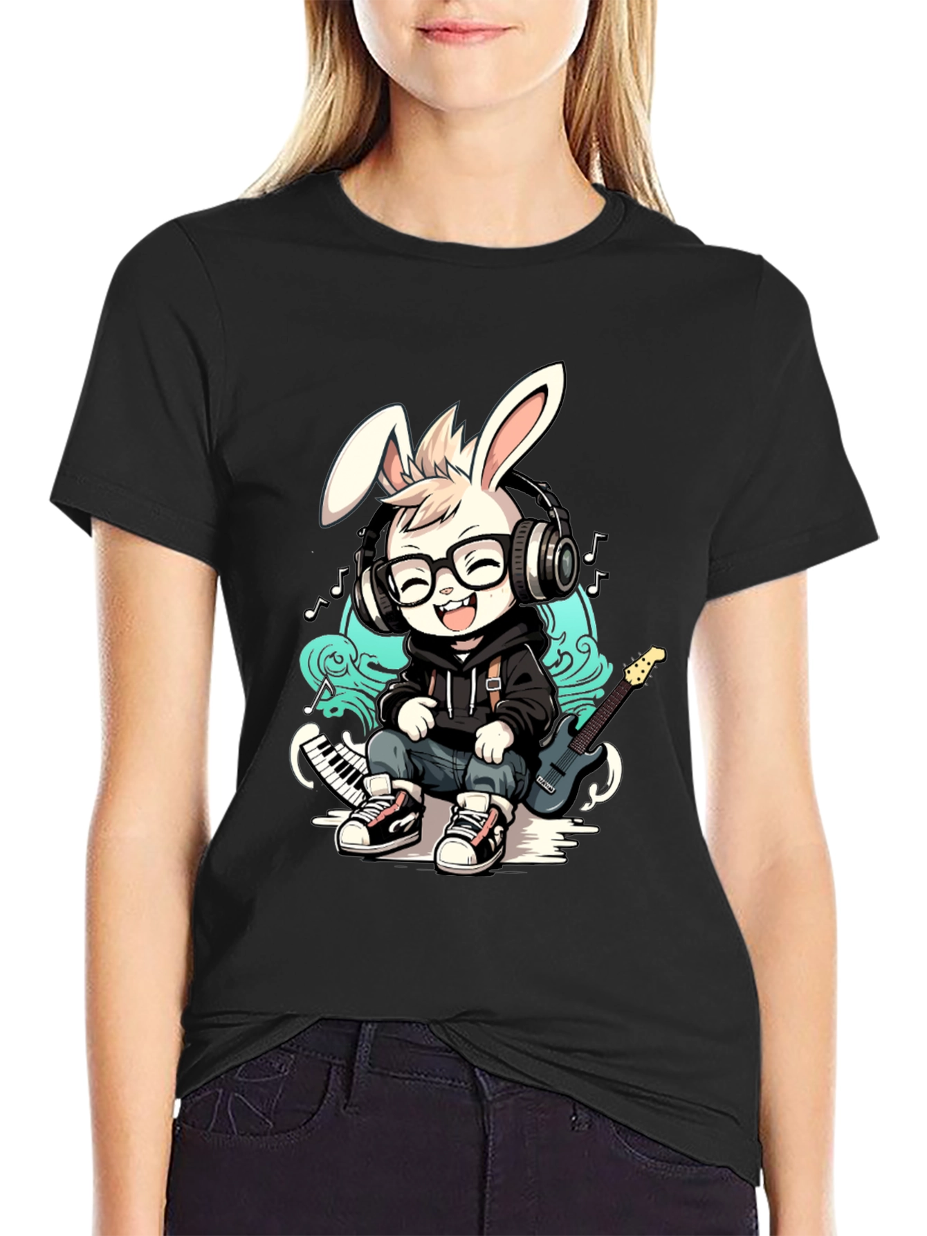 Cool Bunny Musician T-Shirt