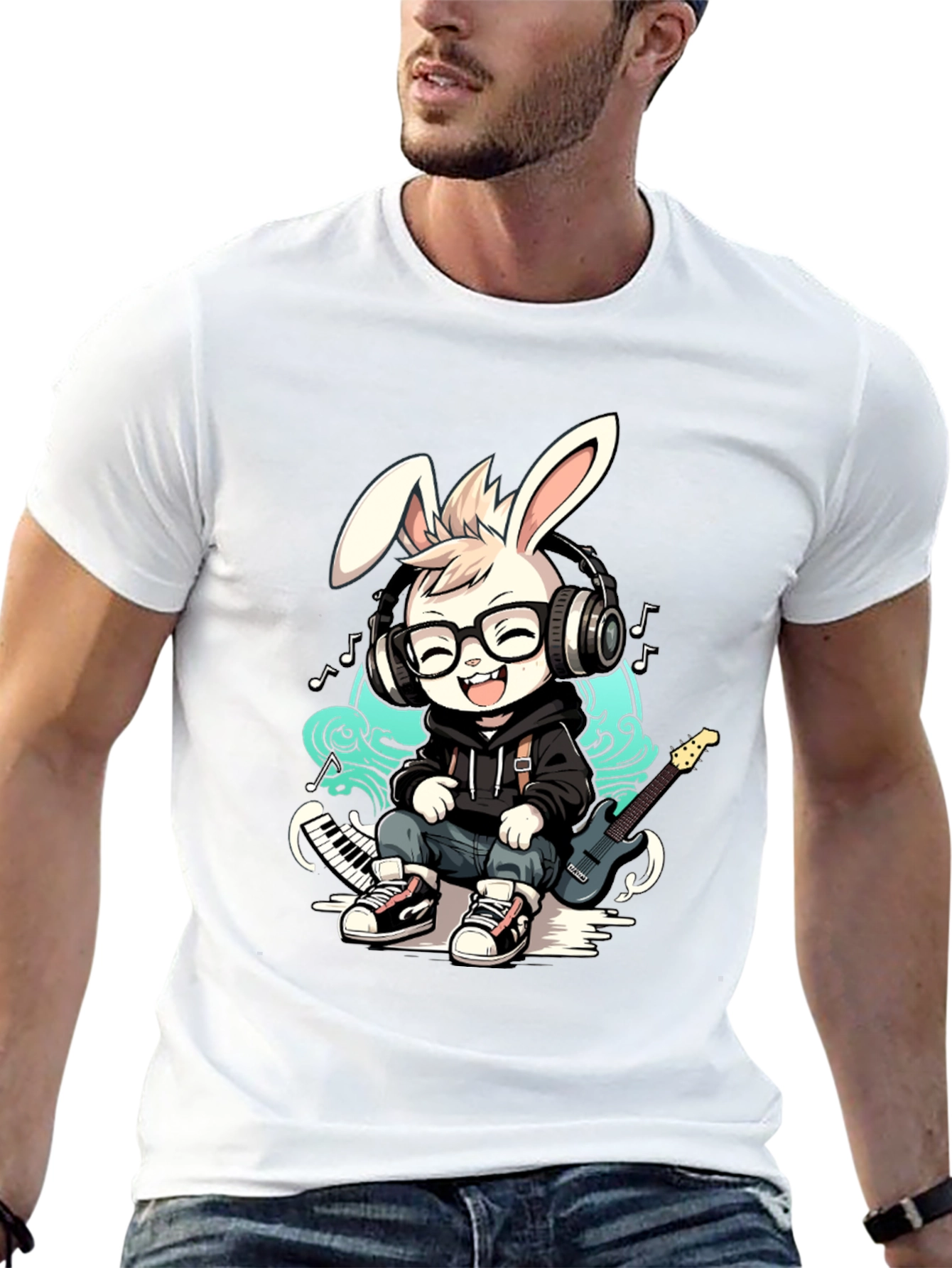 Cool Bunny Musician T-Shirt