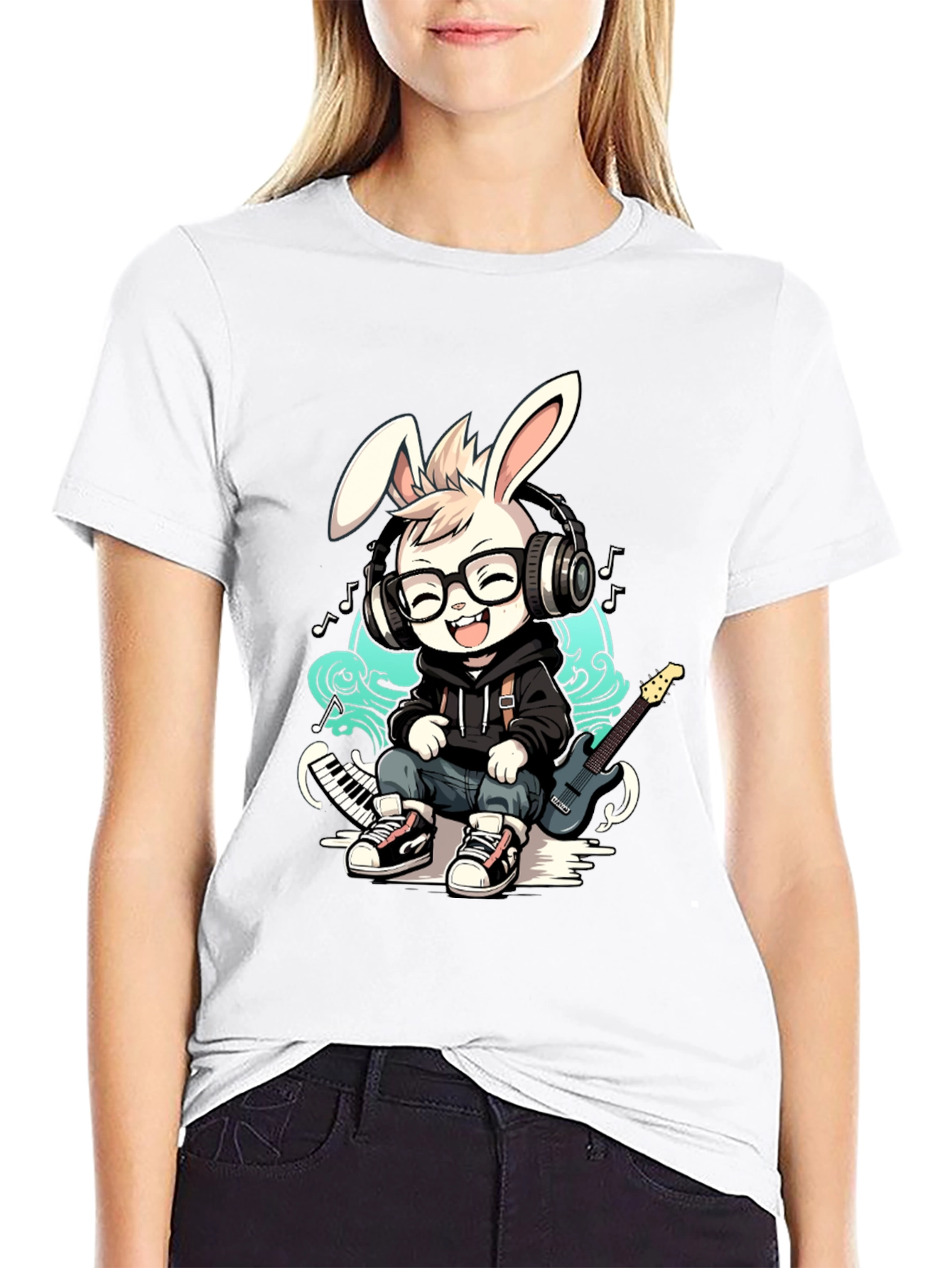 Cool Bunny Musician T-Shirt