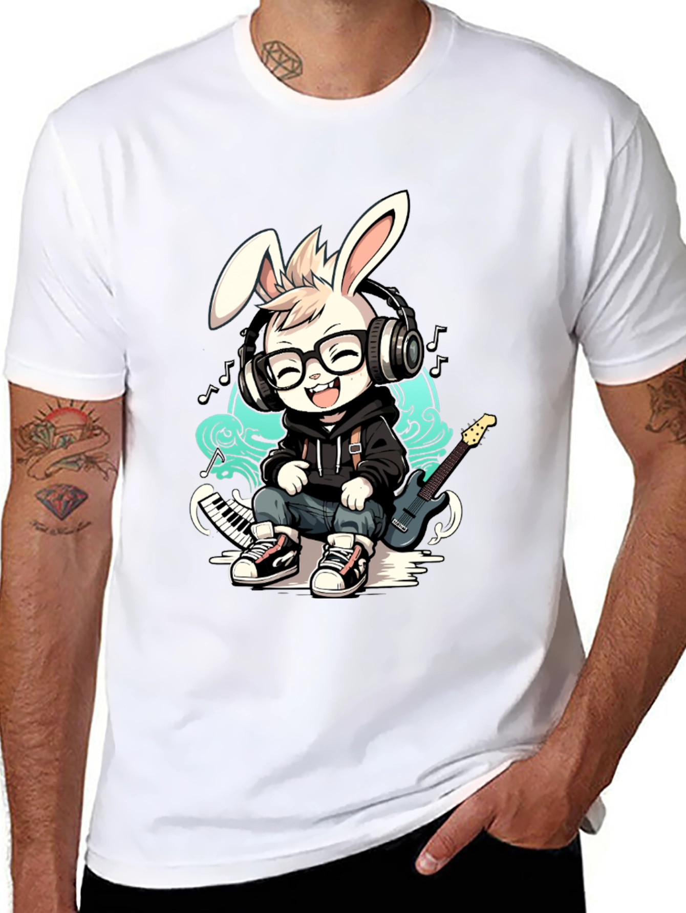 Cool Bunny Musician T-Shirt