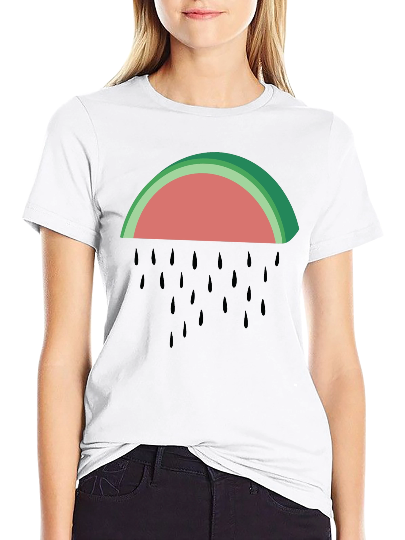 Watermelon Rain Graphic Tee - Summer Fun!