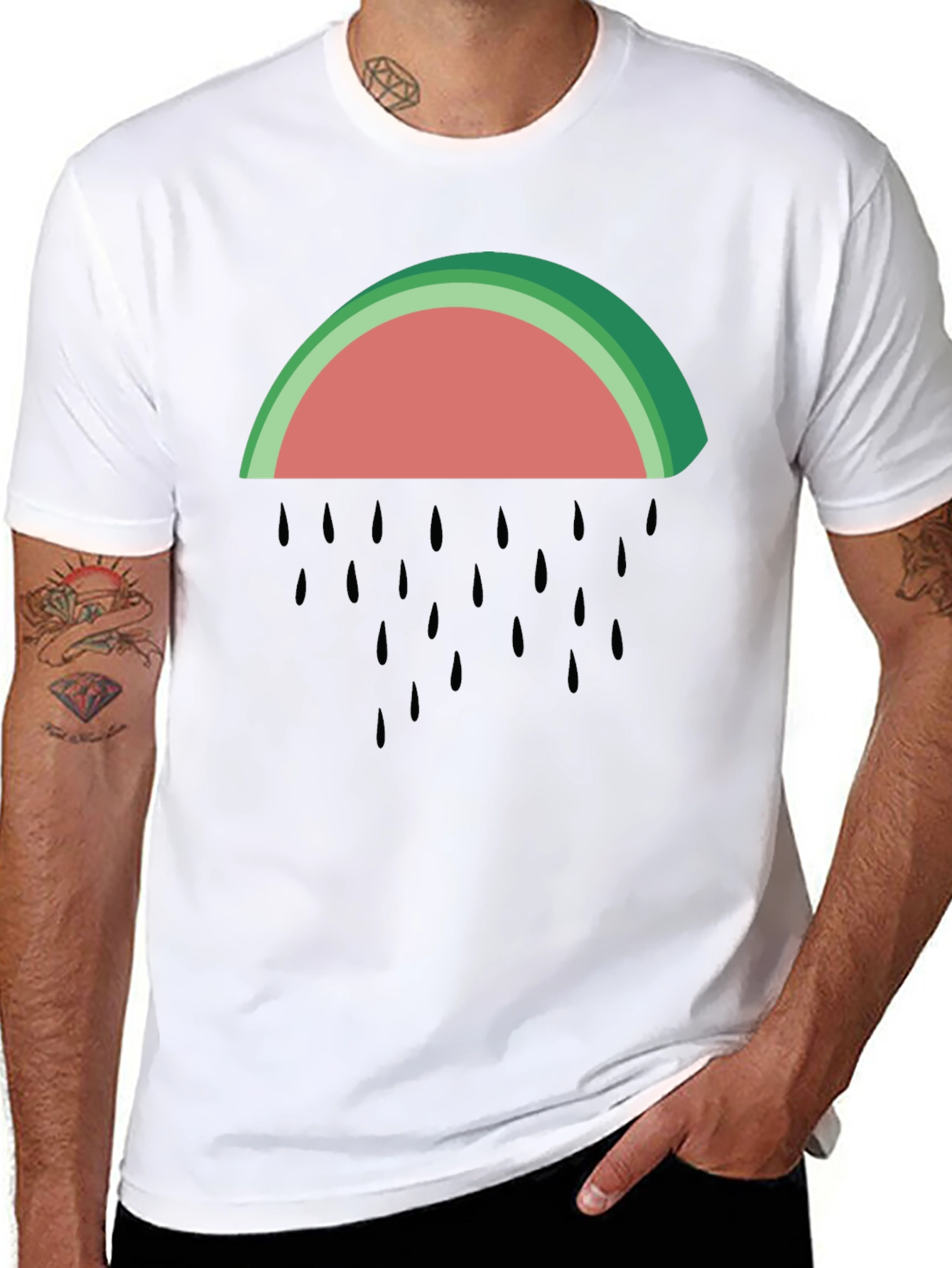 Watermelon Rain Graphic Tee - Summer Fun!