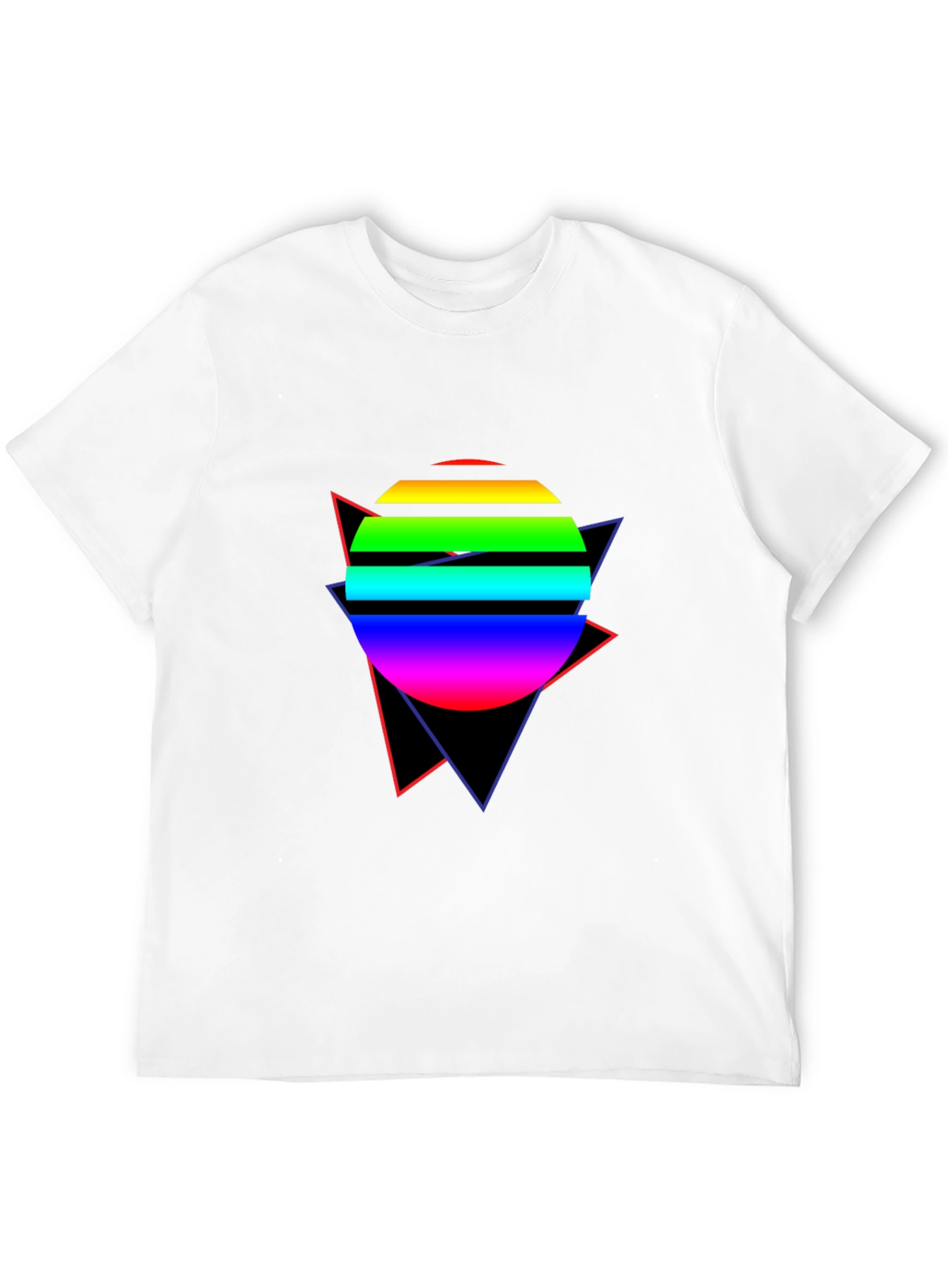 Retro Rainbow Circle T-Shirt - 80s Design