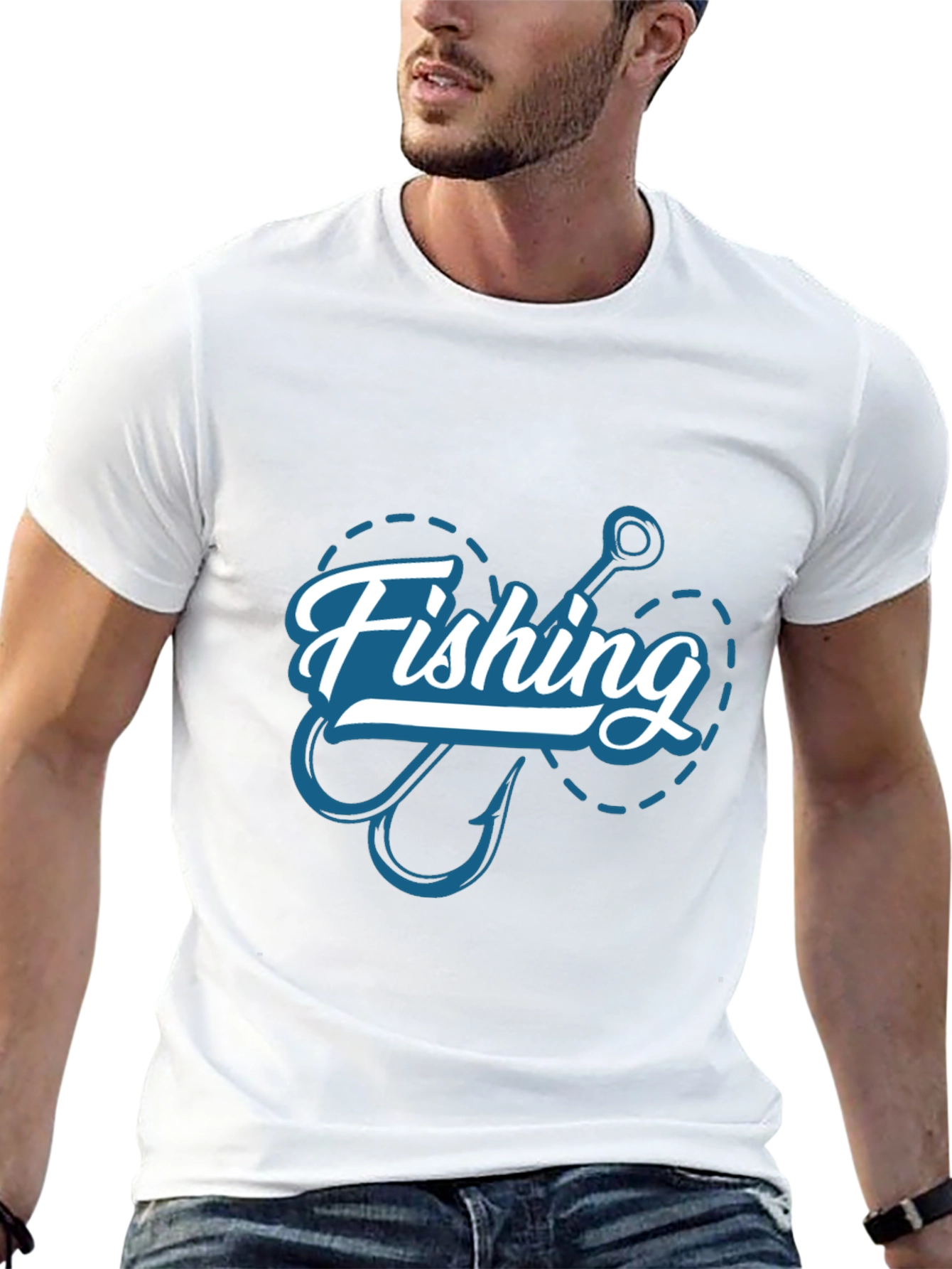 Fishing Hook Graphic T-Shirt - Casual Style