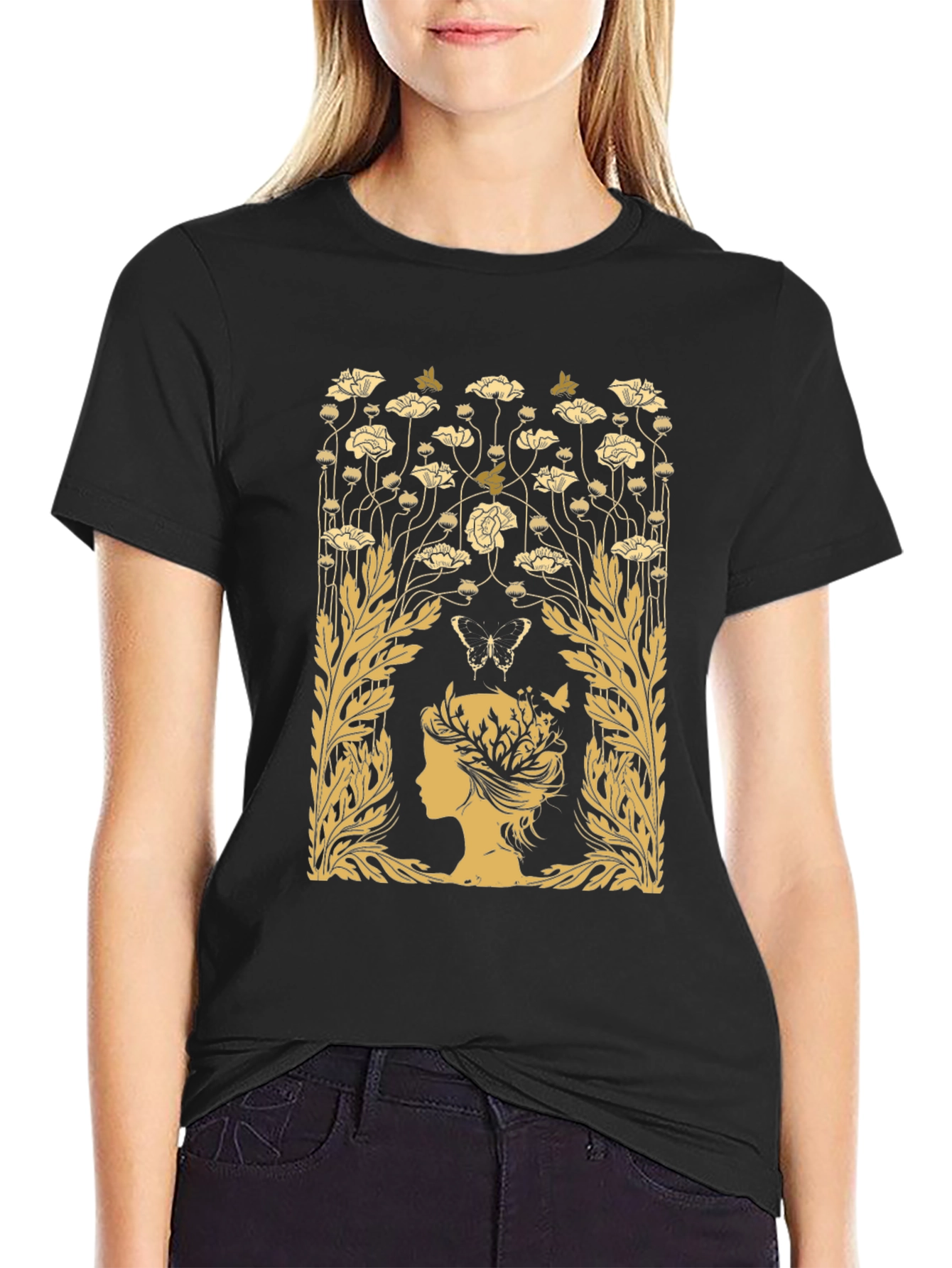 Floral Silhouette Graphic T-Shirt