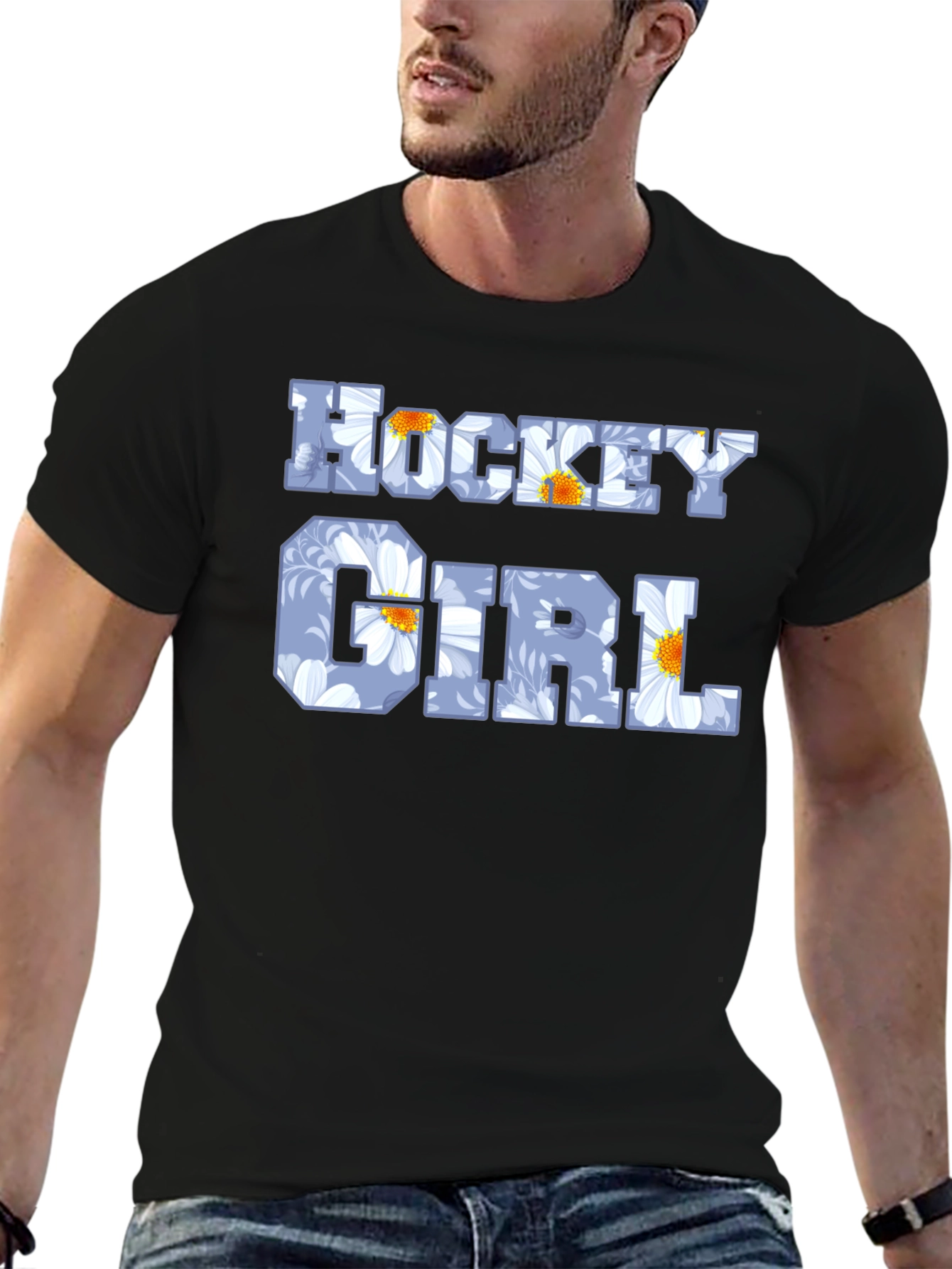 Hockey Girl Floral Graphic T-Shirt