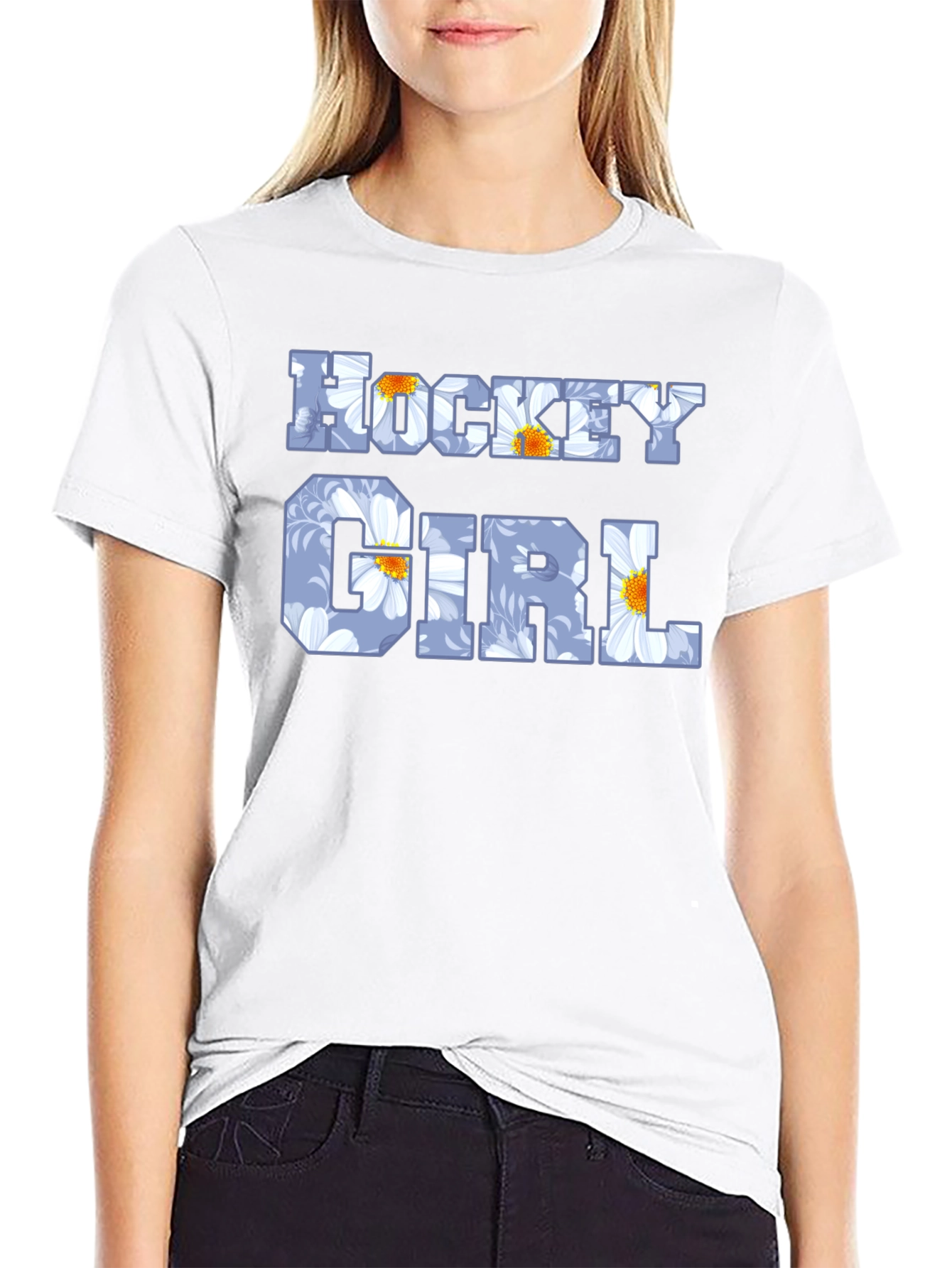 Hockey Girl Floral Graphic T-Shirt