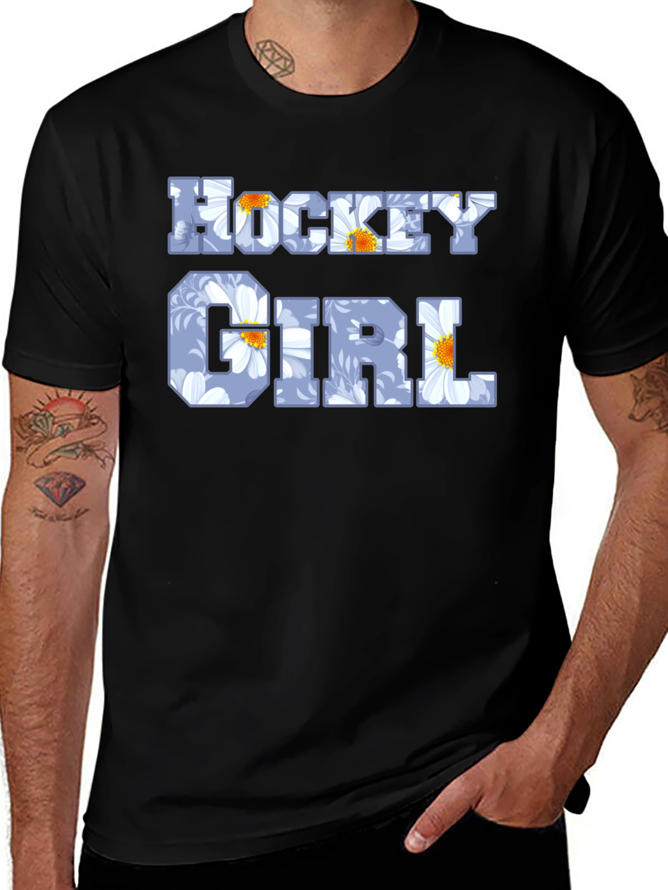 Hockey Girl Floral Graphic T-Shirt