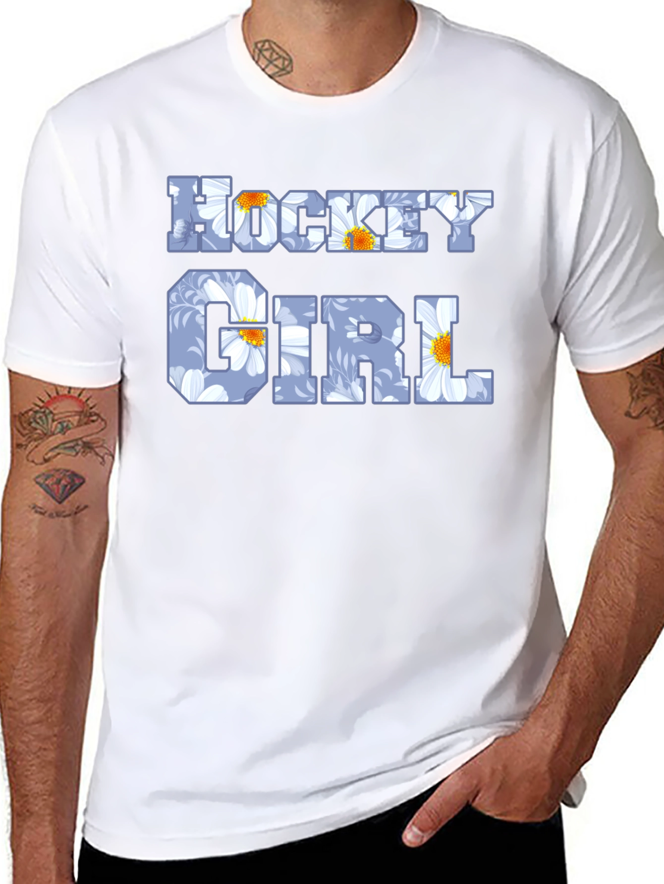Hockey Girl Floral Graphic T-Shirt