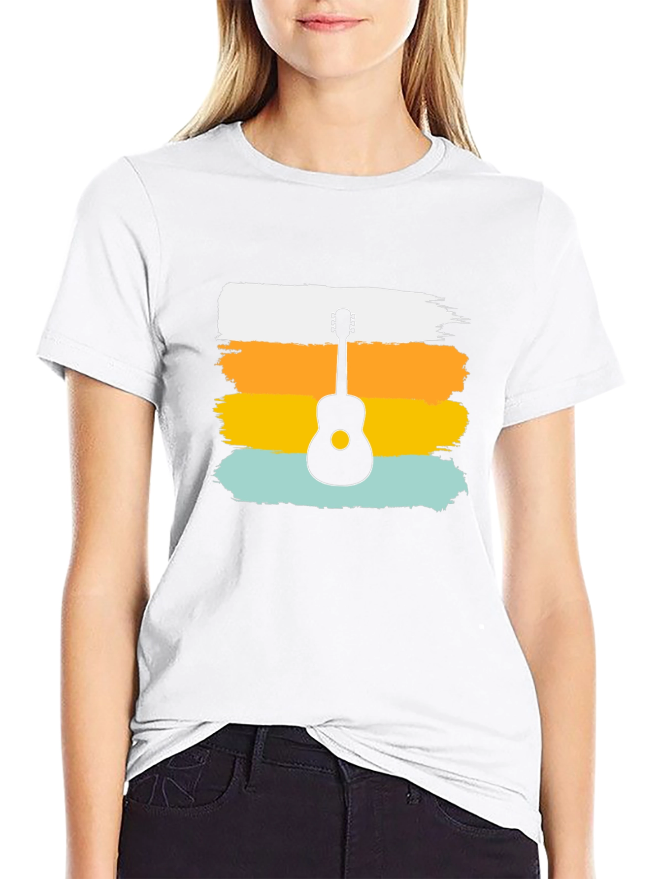 Retro Guitar Silhouette Tee - Cool Graphic Design