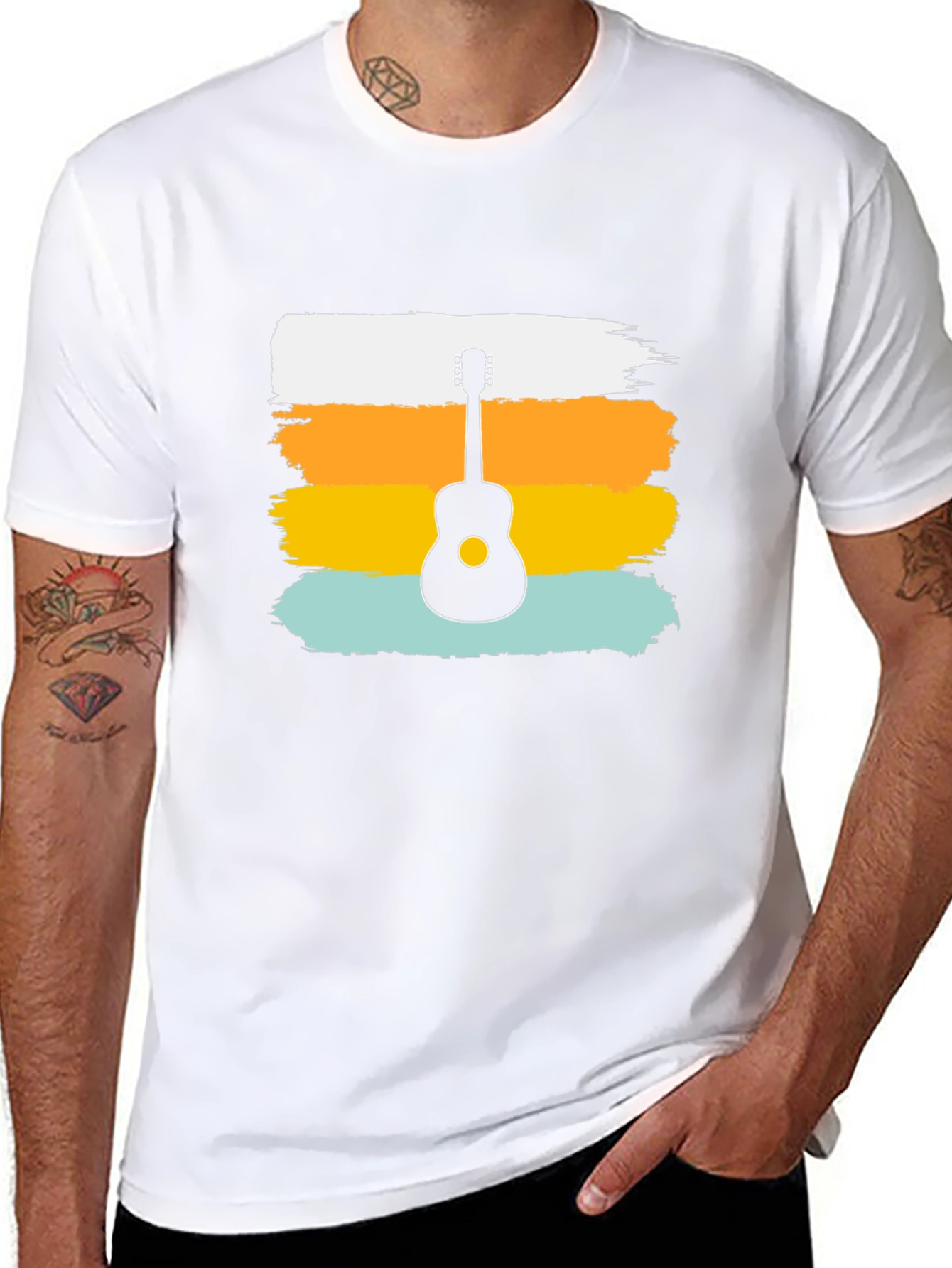 Retro Guitar Silhouette Tee - Cool Graphic Design