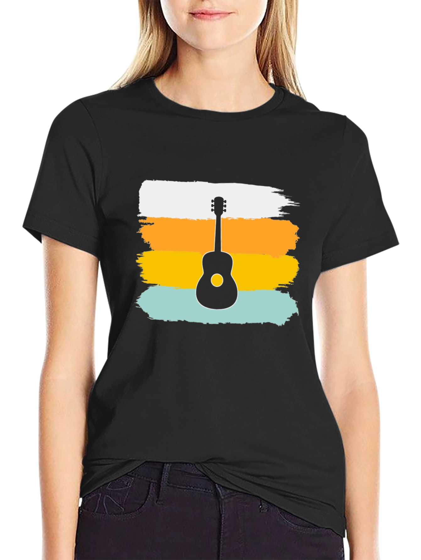 Retro Guitar Silhouette Tee - Cool Graphic Design