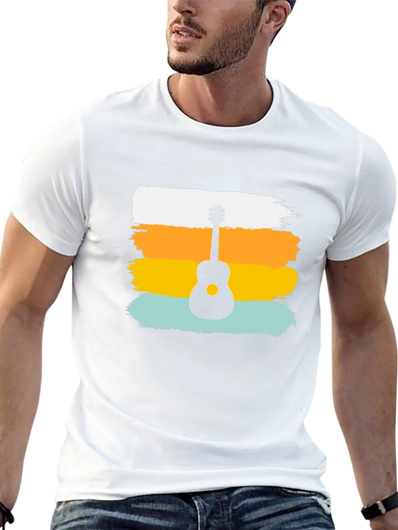 Retro Guitar Silhouette Tee - Cool Graphic Design