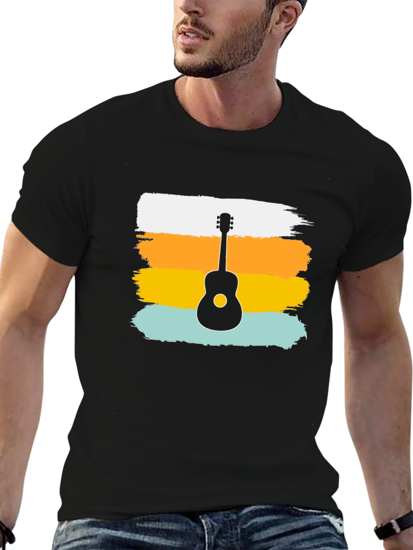 Retro Guitar Silhouette Tee - Cool Graphic Design