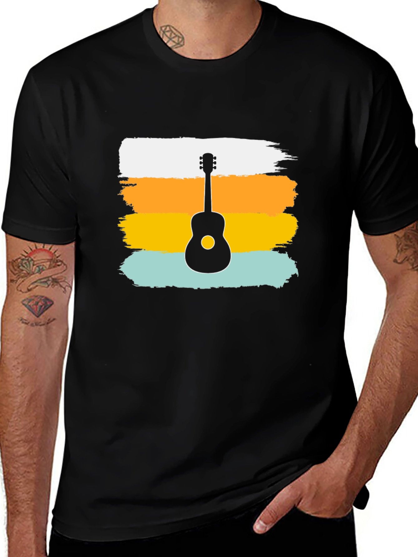 Retro Guitar Silhouette Tee - Cool Graphic Design