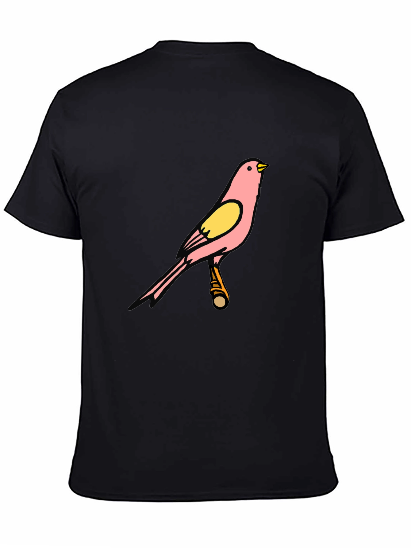 Pink Bird Graphic Black T-Shirt