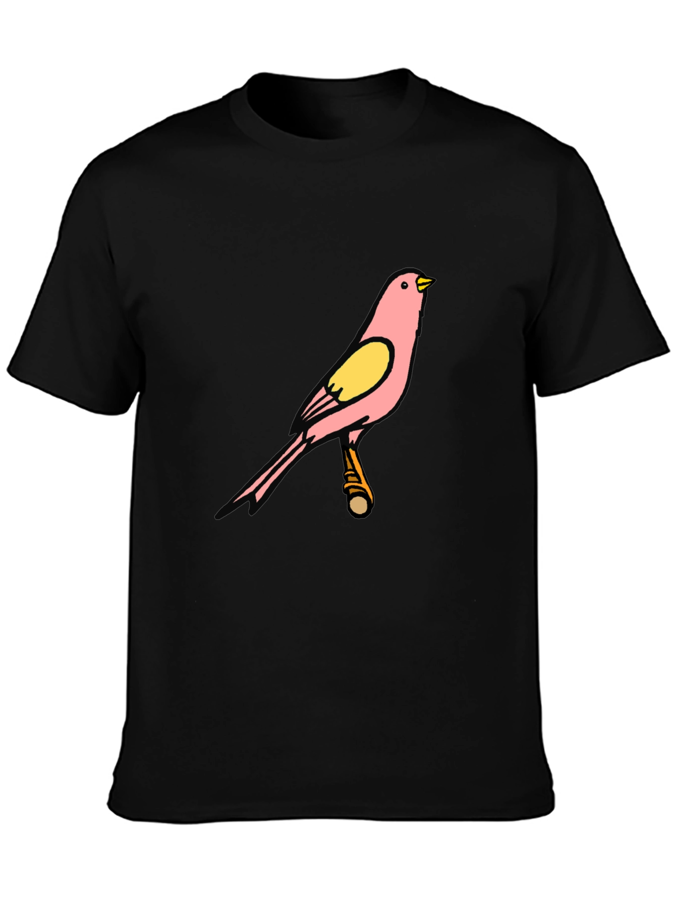 Pink Bird Graphic Black T-Shirt