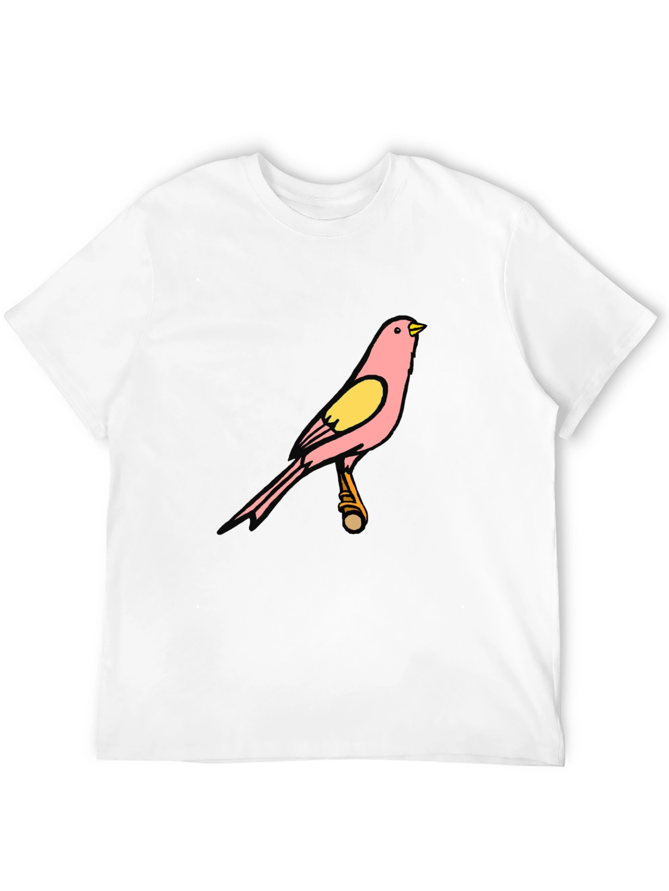 Pink Bird Graphic Black T-Shirt