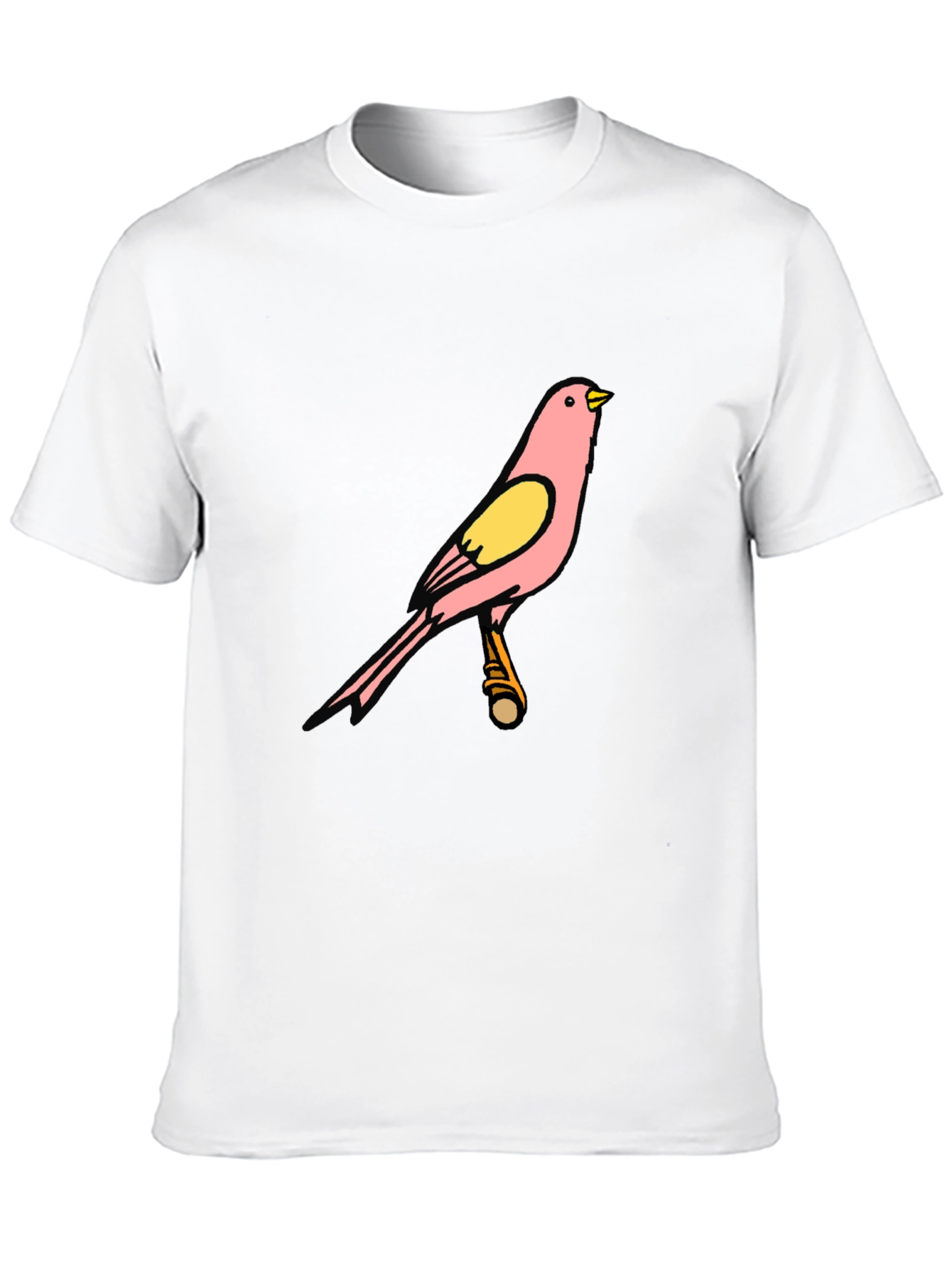 Pink Bird Graphic Black T-Shirt
