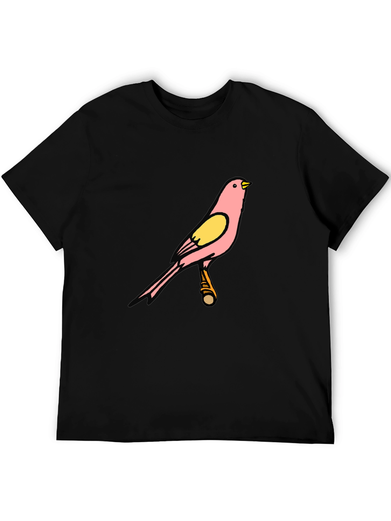 Pink Bird Graphic Black T-Shirt