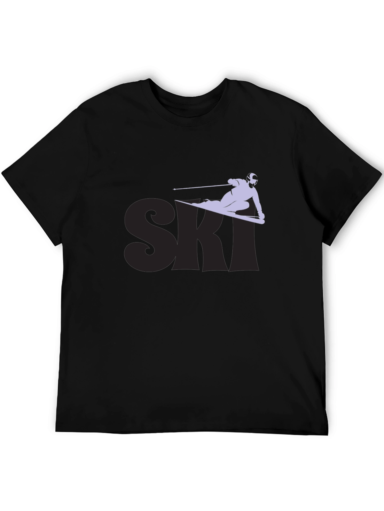 Ski Graphic Tee - Black Cotton Blend T-Shirt
