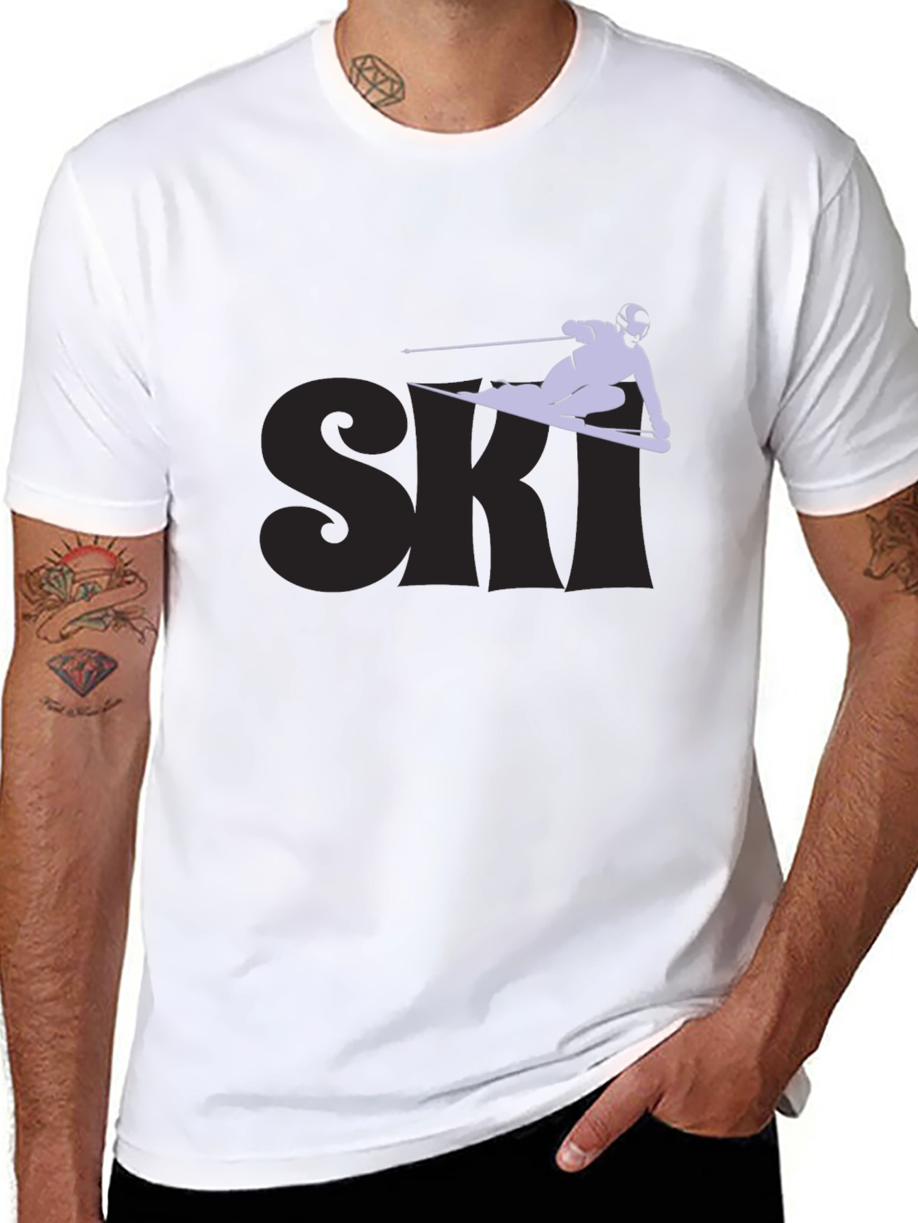 Ski Graphic Tee - Black Cotton Blend T-Shirt