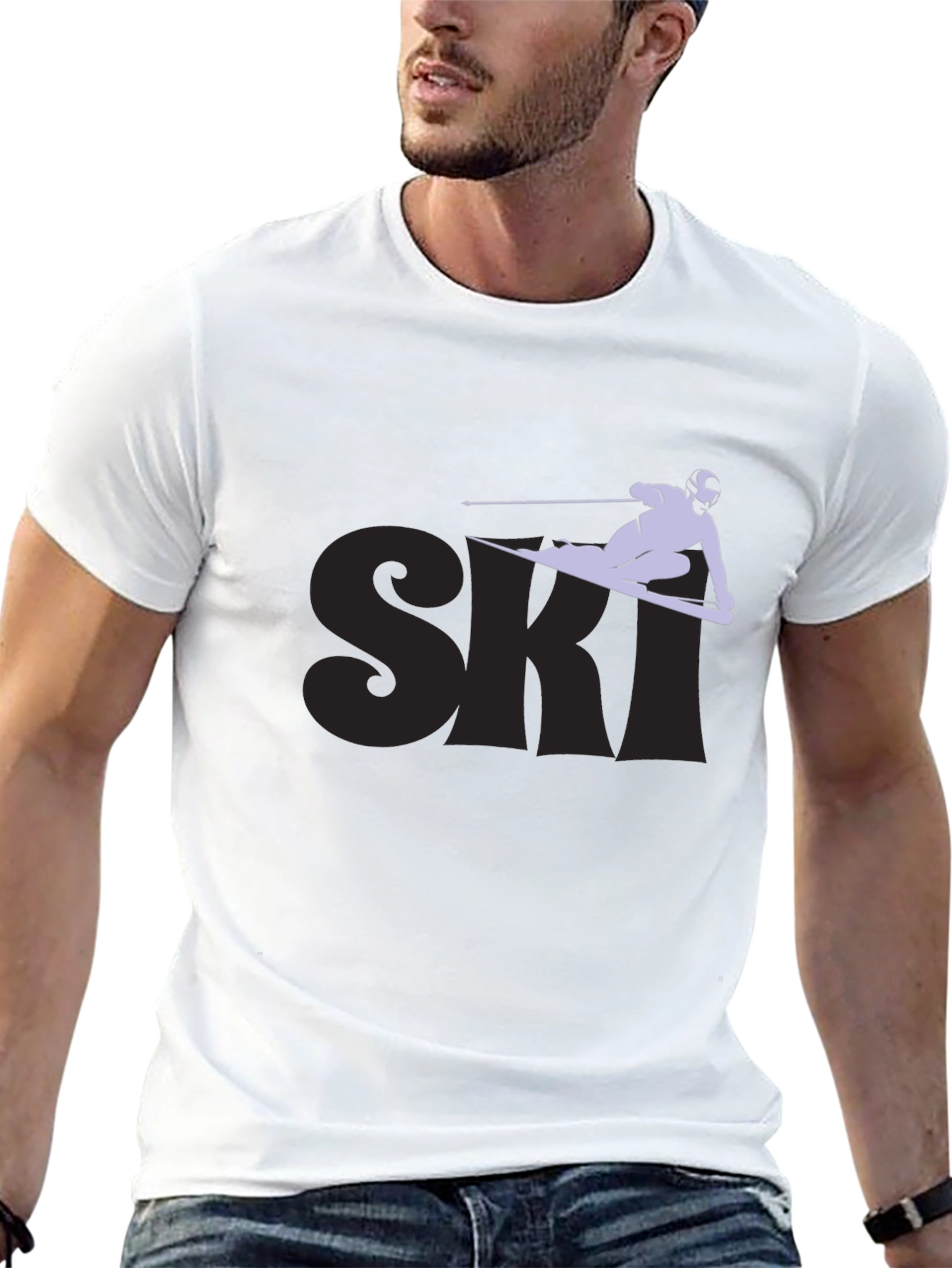 Ski Graphic Tee - Black Cotton Blend T-Shirt