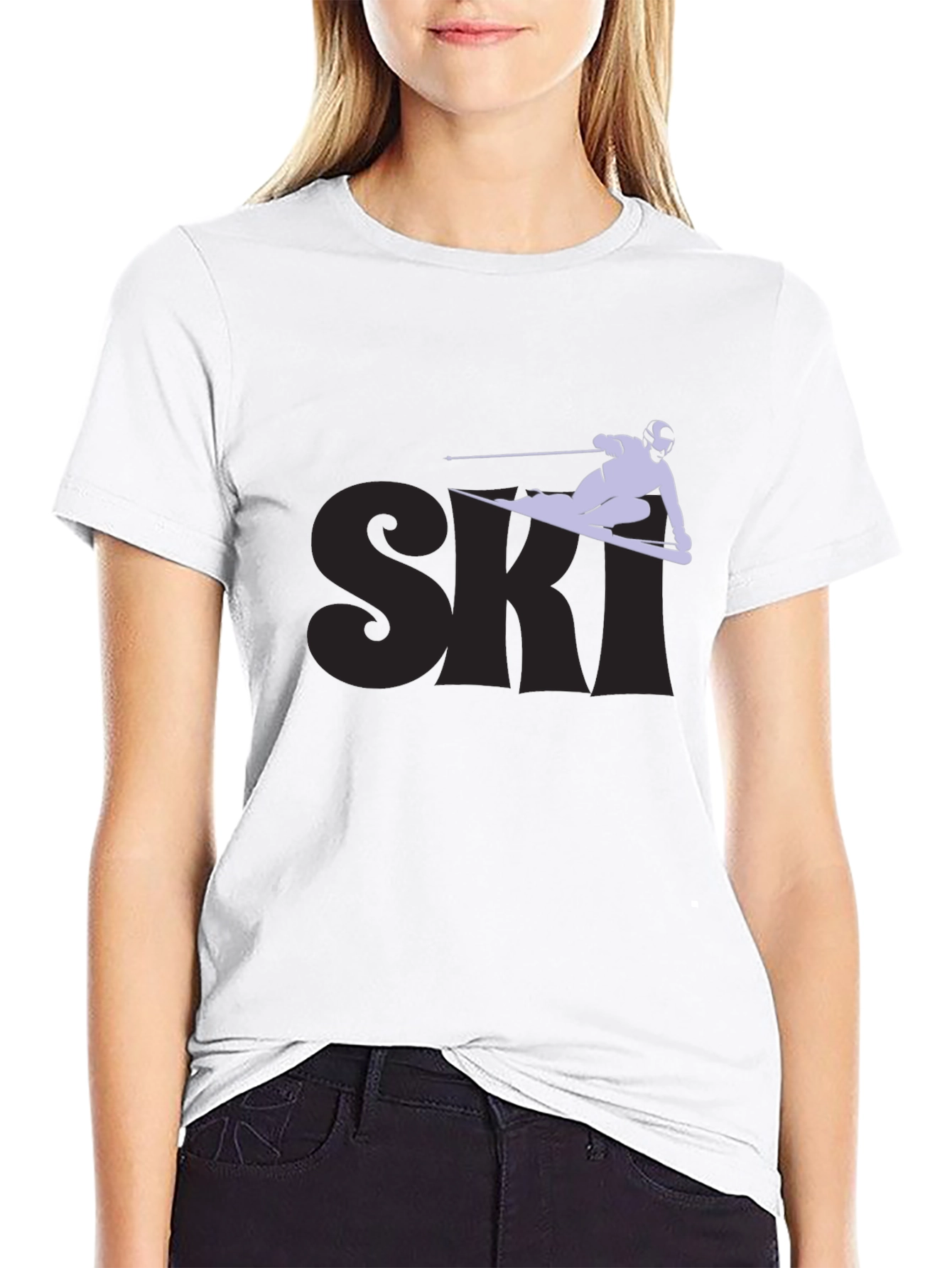 Ski Graphic Tee - Black Cotton Blend T-Shirt