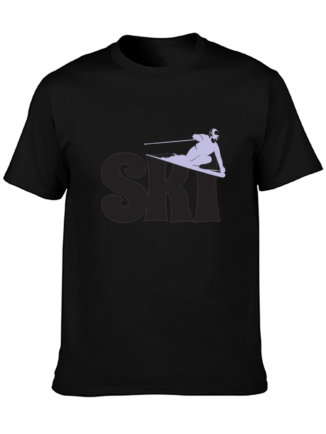 Ski Graphic Tee - Black Cotton Blend T-Shirt