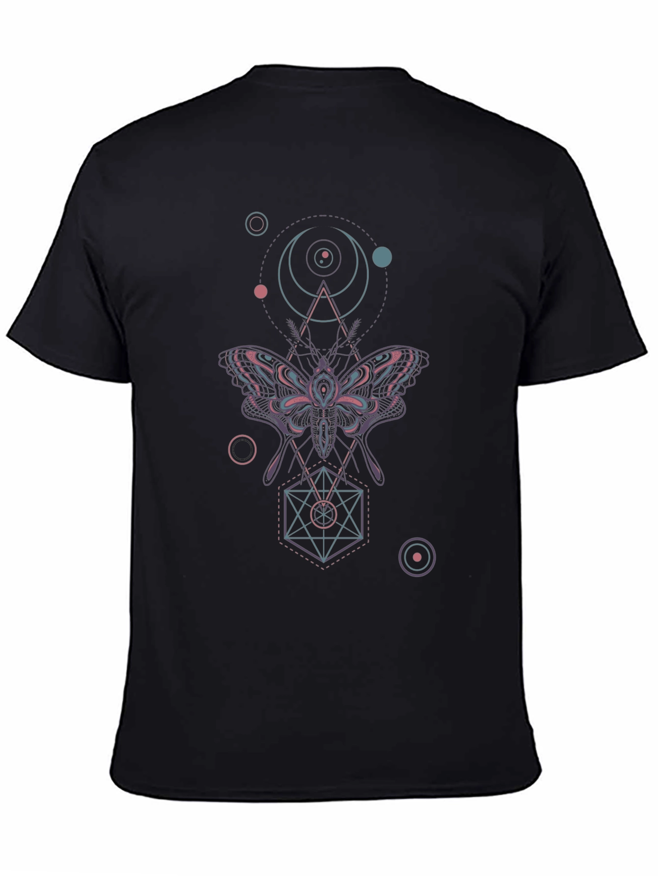 Geometric Moth Graphic Tee - Black