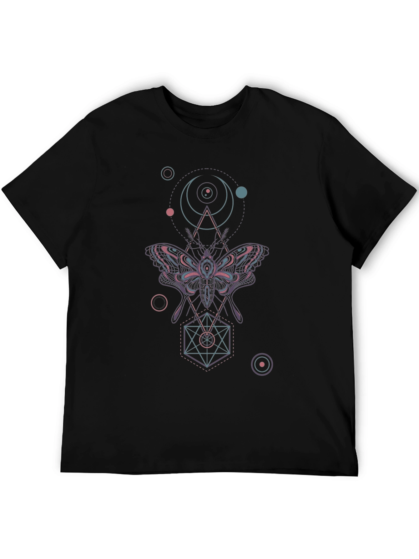Geometric Moth Graphic Tee - Black