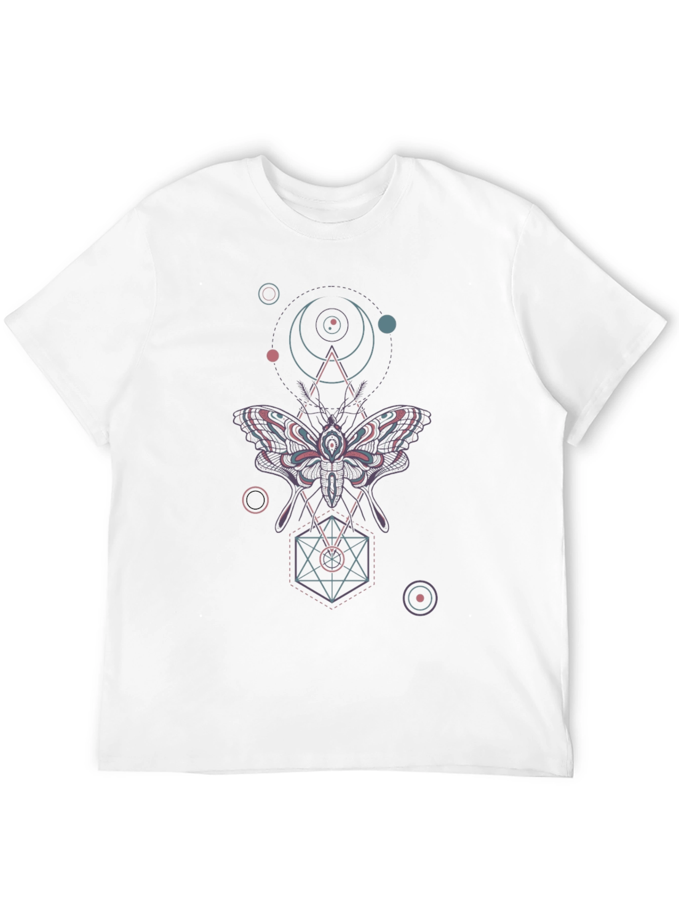Geometric Moth Graphic Tee - Black
