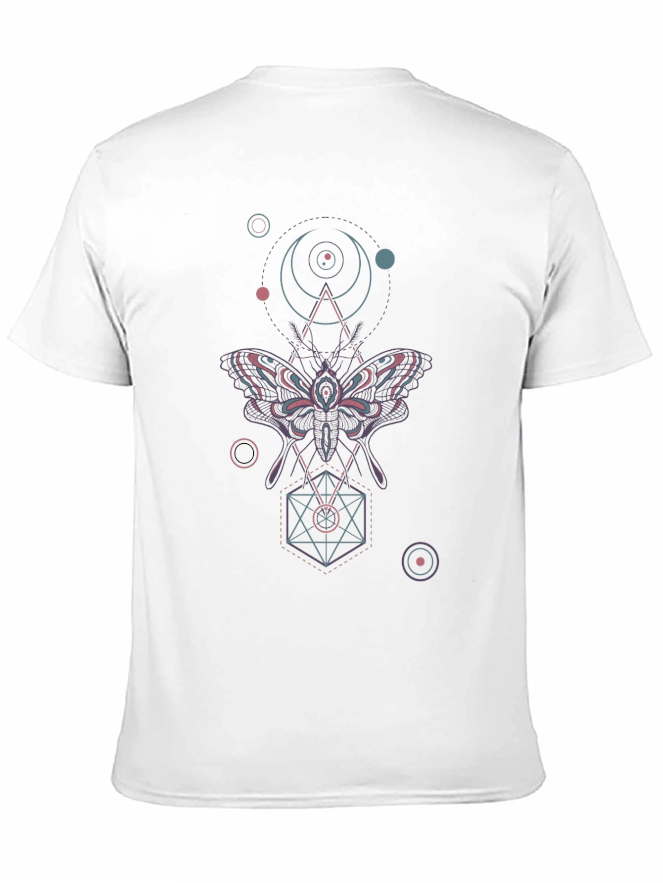 Geometric Moth Graphic Tee - Black