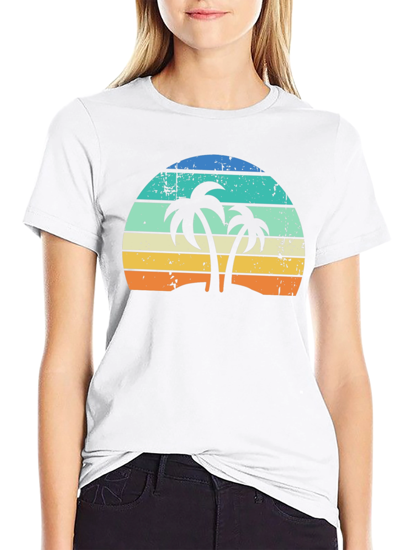 Retro Palm Tree Sunset Graphic T-Shirt