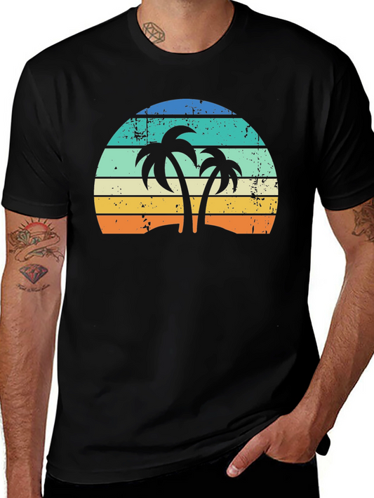 Retro Palm Tree Sunset Graphic T-Shirt