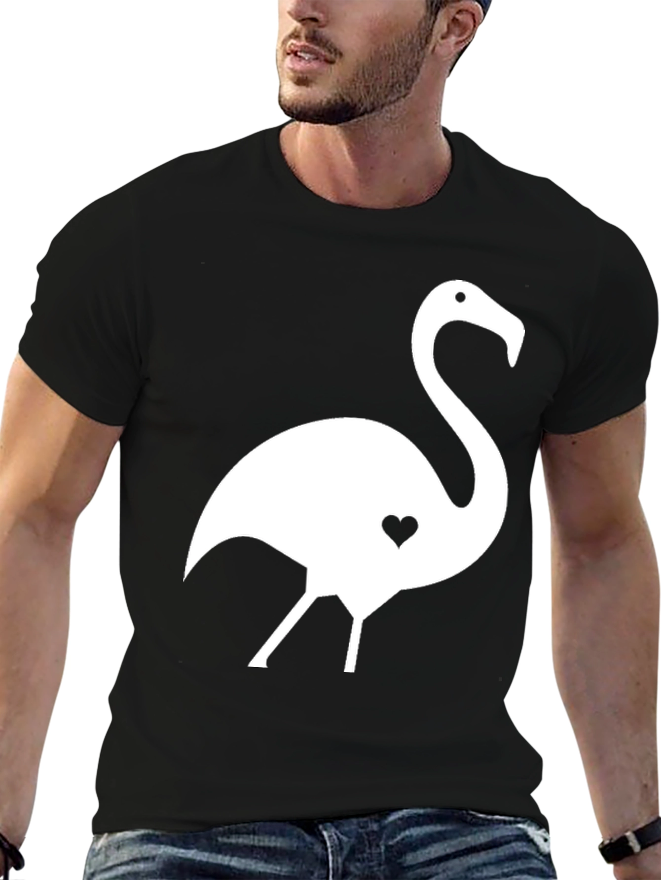 Black Flamingo Heart T-Shirt | Stylish Graphic Tee