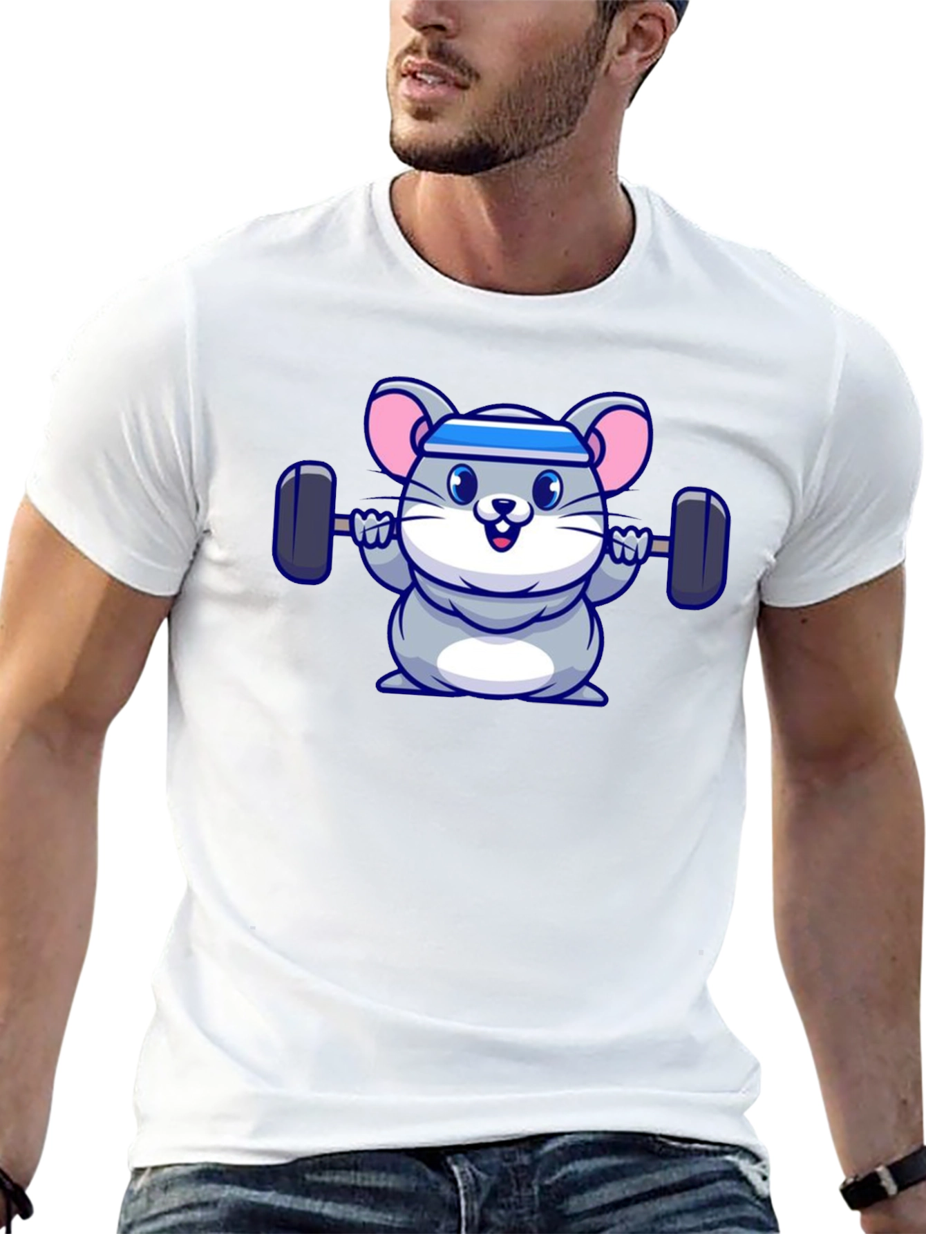 Workout Mouse Graphic Tee - Black Cotton
