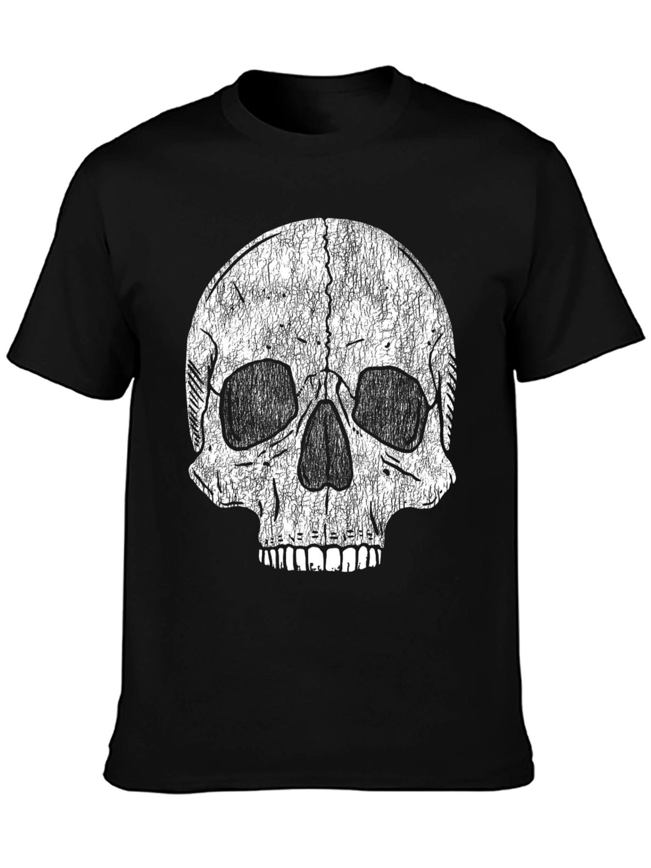 Distressed Skull Graphic Black T-Shirt