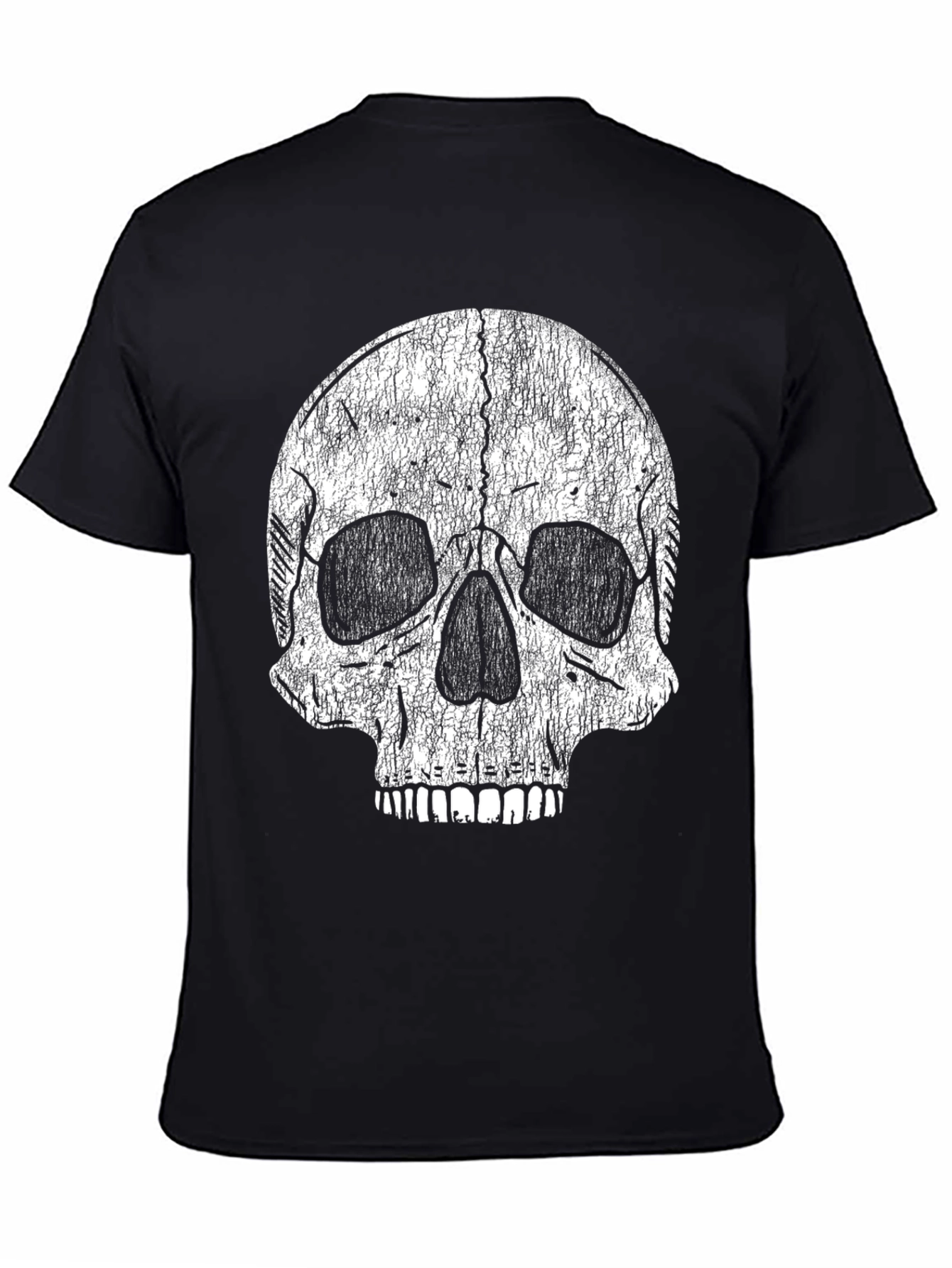 Distressed Skull Graphic Black T-Shirt